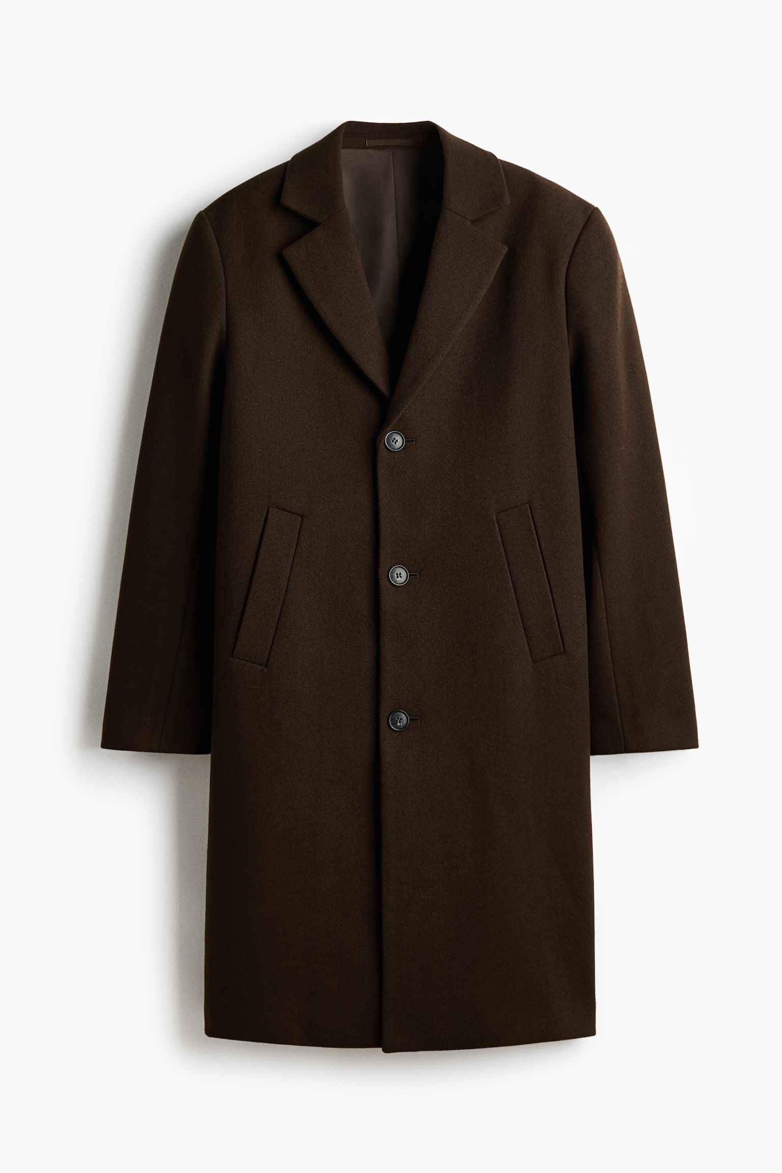Single-breasted wool-blend coat - Dark khaki green - 1
