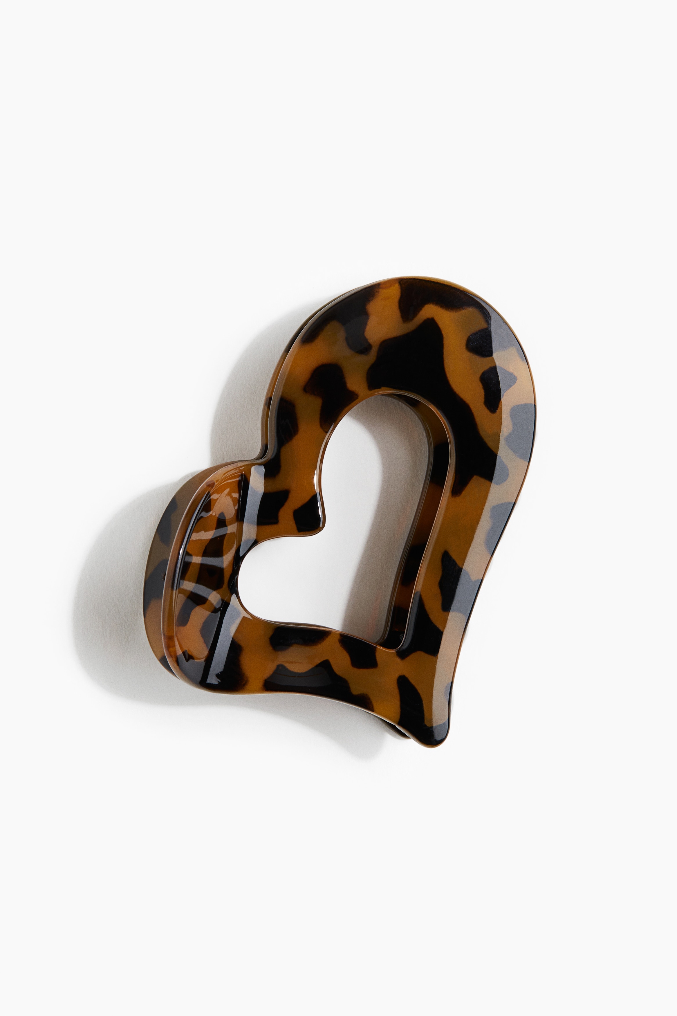 Heart-Shaped Hair Claw - Brown/tortoiseshell pattern