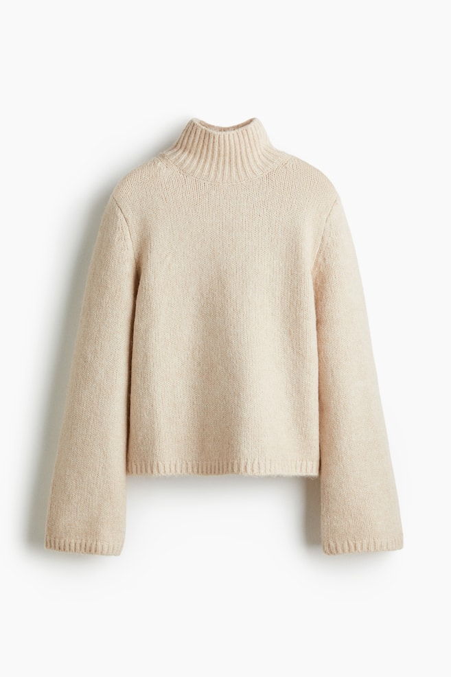 Pullover a lupetto - Beige chiaro/Blu polvere mélange - 1