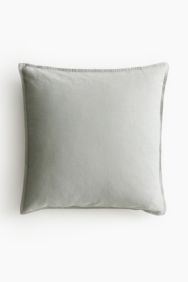 Linen-blend Cushion Cover - Sage green/Light beige/Dark brown/Light dusty blue/Dark khaki green/Moss green/Camel/Light dusty pink/Sage green/Blue/White/Light yellow/Khaki green/Taupe/Taupe/Light gray/Dark gray/Orange - 1
