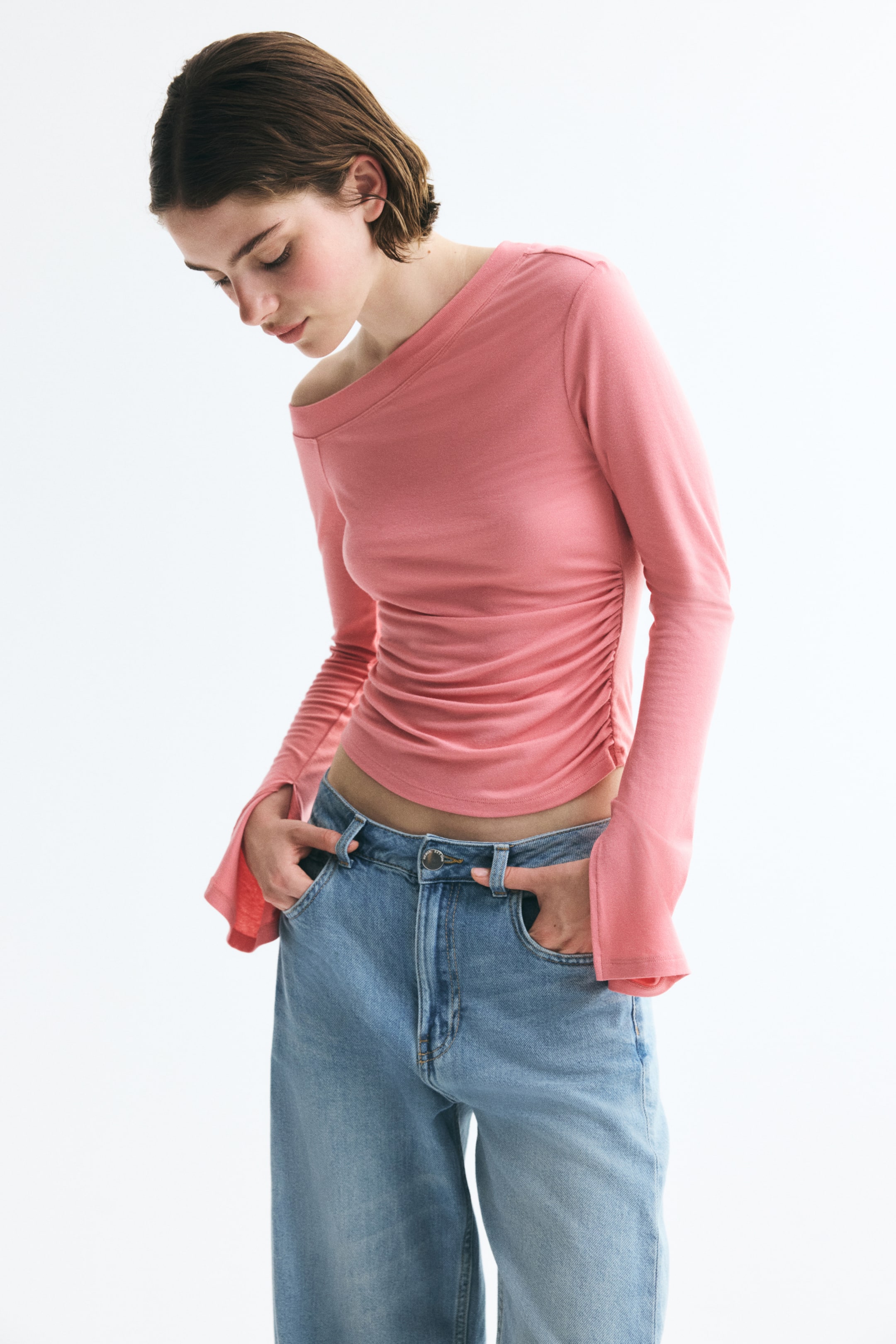 View larger image: One-Shoulder Viscose Top - Pink - Ladies | H&M US 1