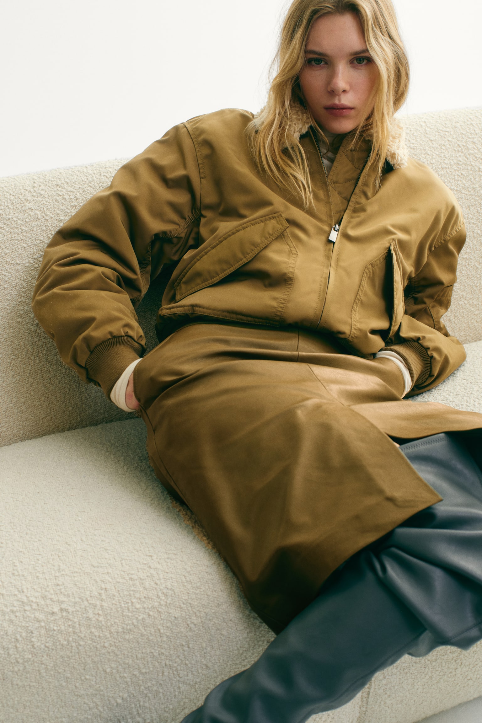 Collared bomber jacket - Khaki green - 7