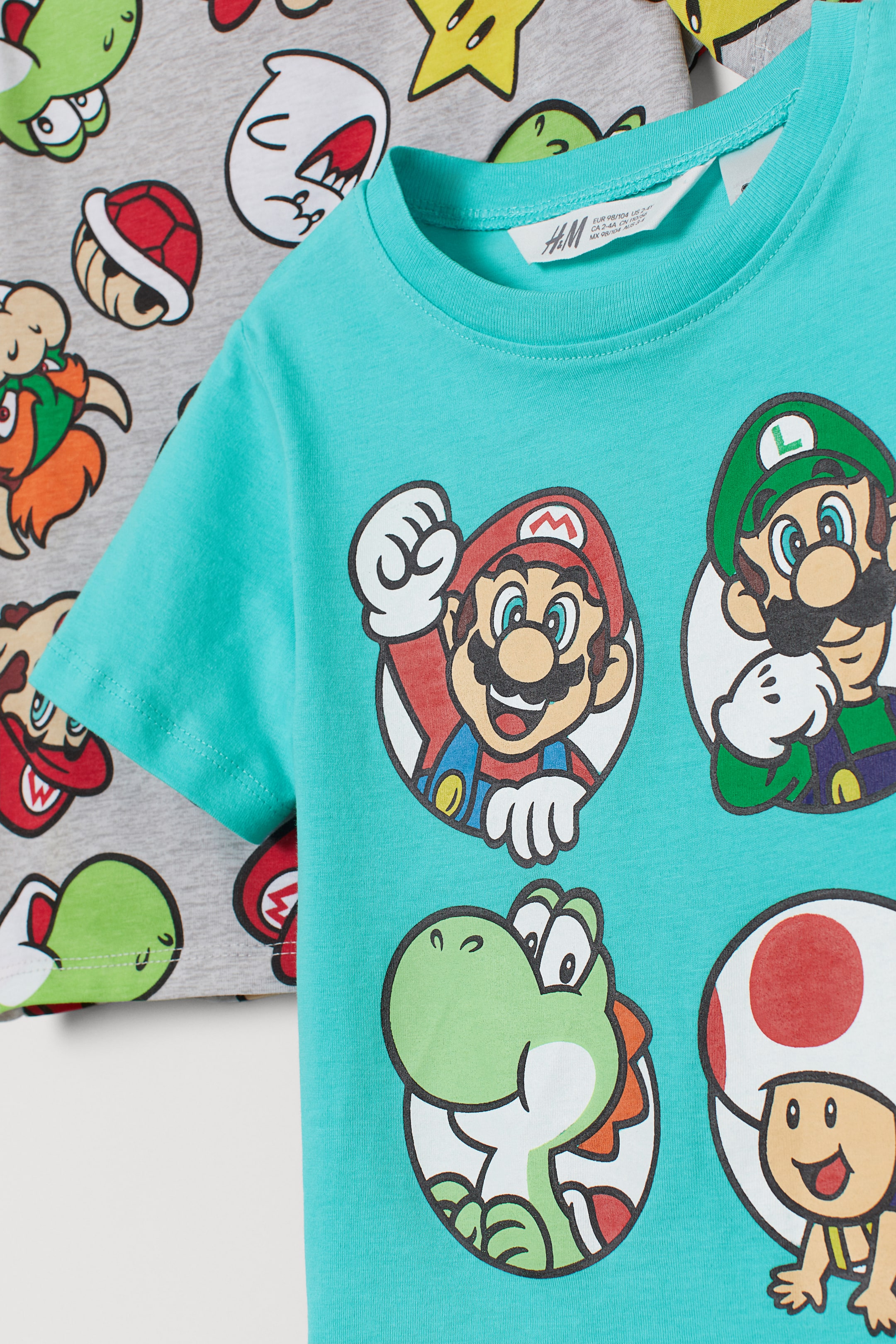 2-pack printed T-shirts - Turquoise/Super Mario - Kids | H&M GB