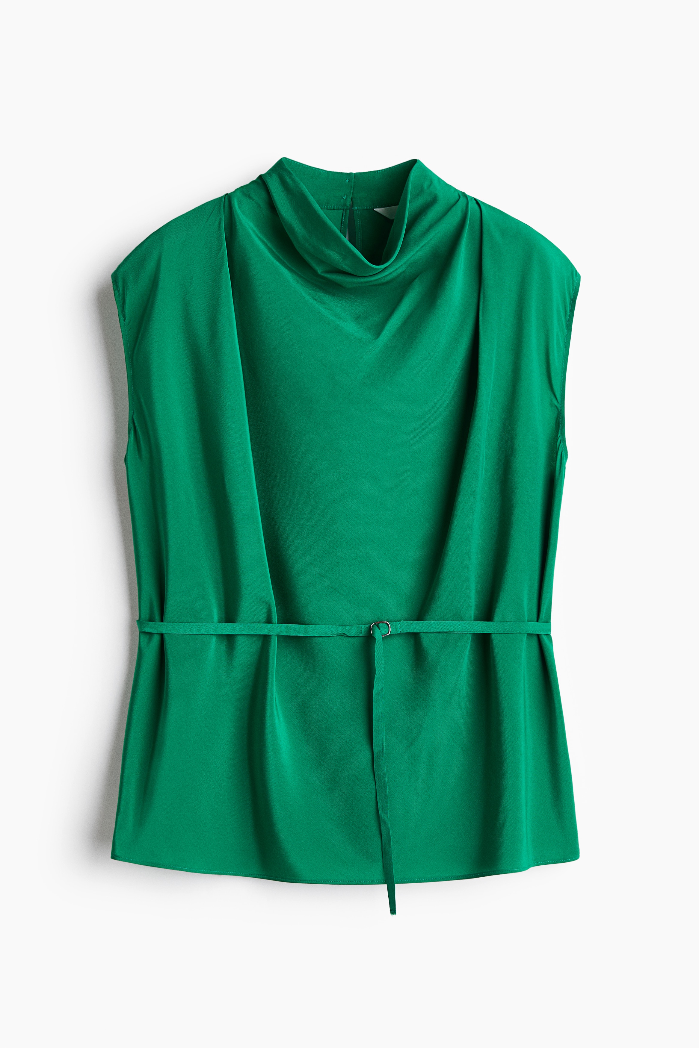 Belted Cowl-Neck Top