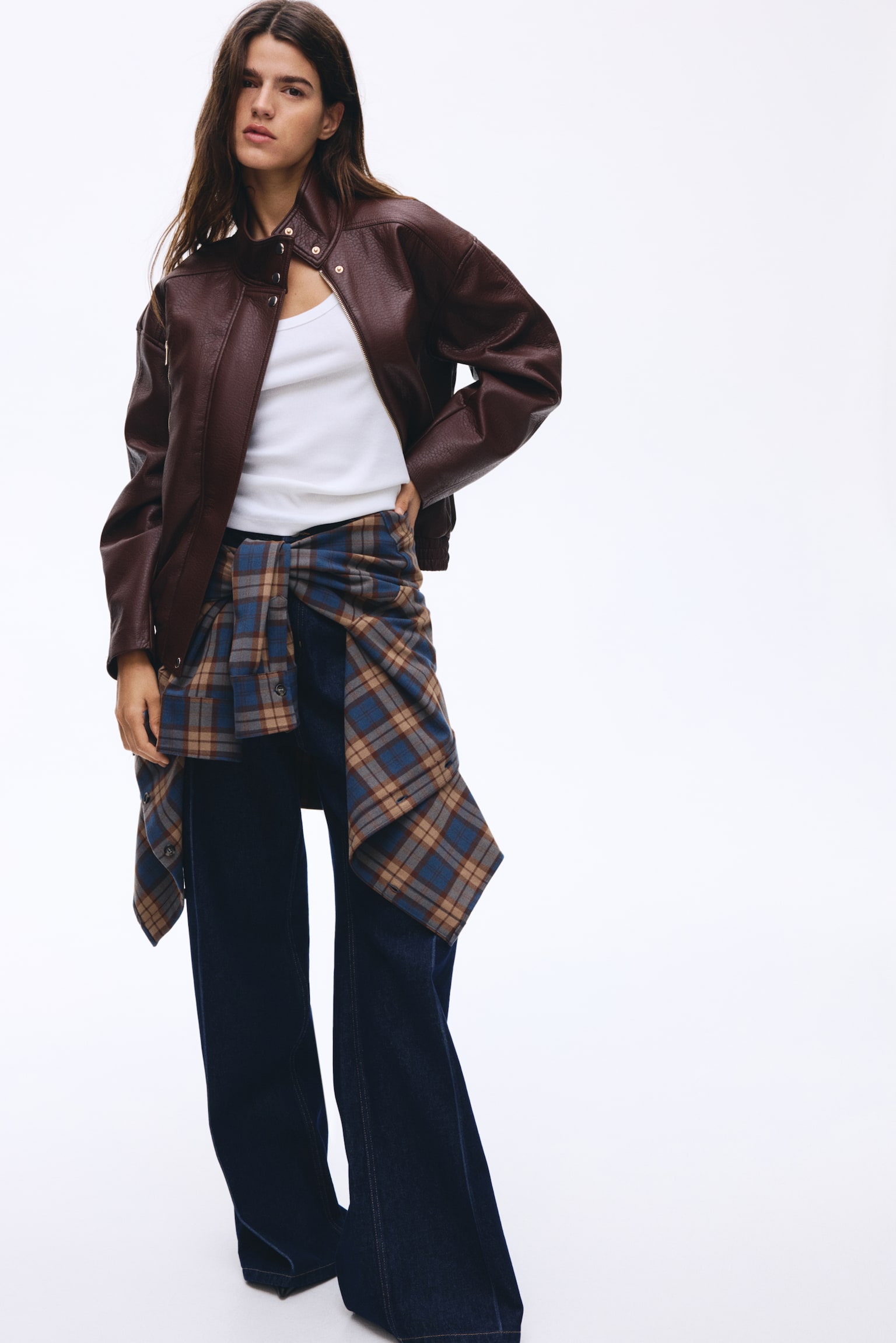 Oversized coated jacket - Dark brown - 3