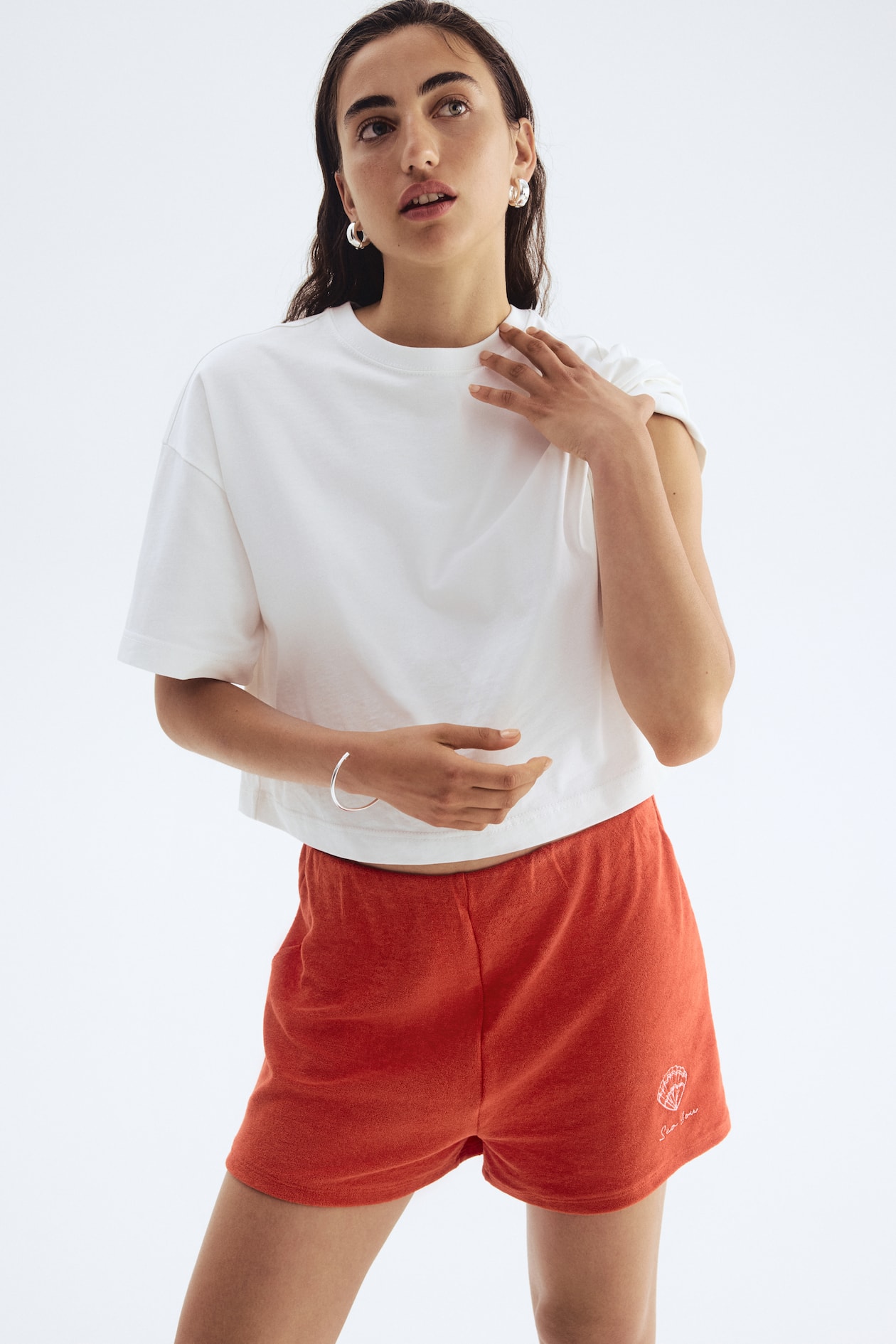 Tissu éponge Short Eponge Femme Short En Tissu éponge Rouge FEMME
