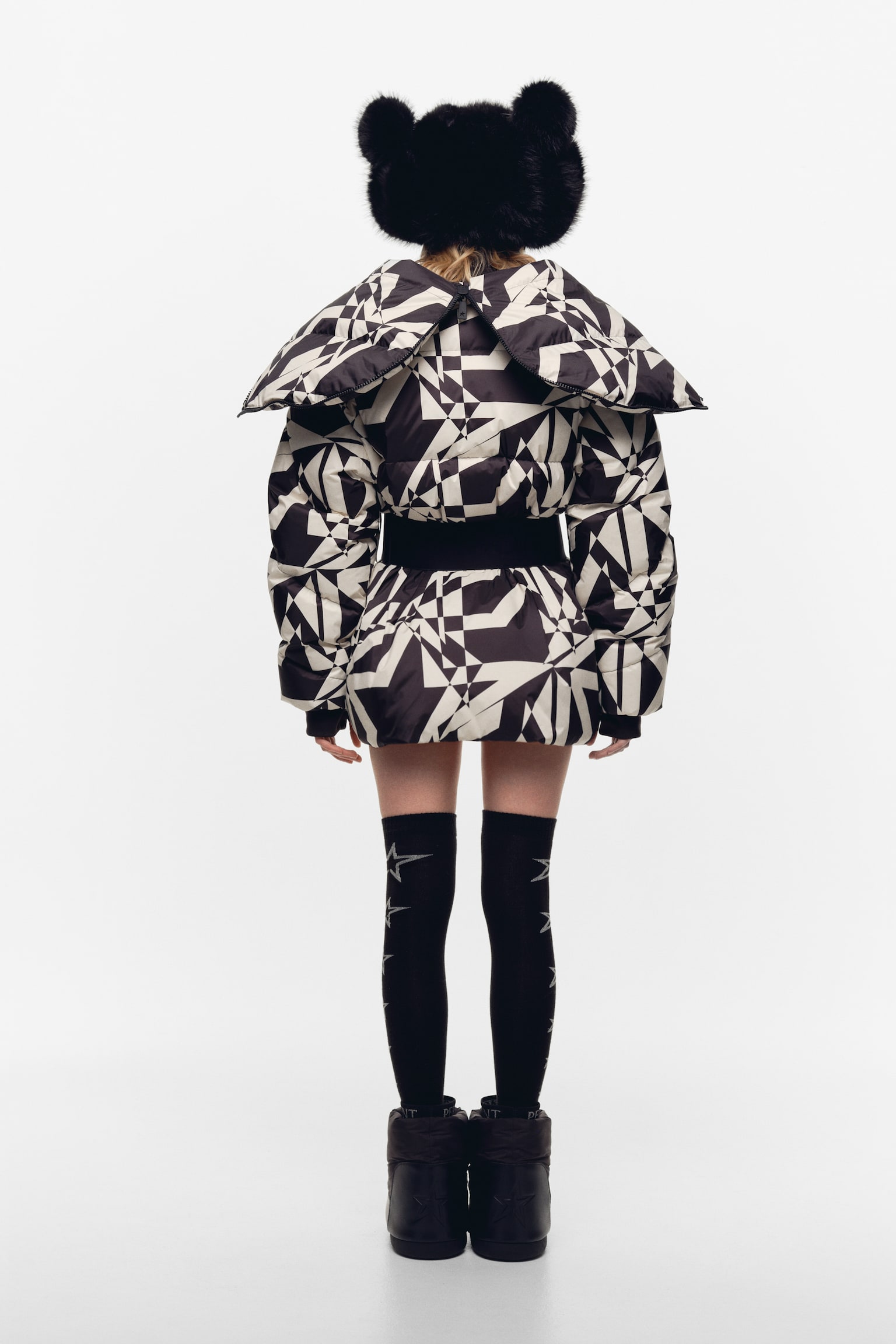 Water-repellent down jacket - Black/Cream - 4