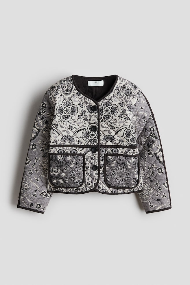 Quilted cotton jacket - Dark grey/Patterned - 1
