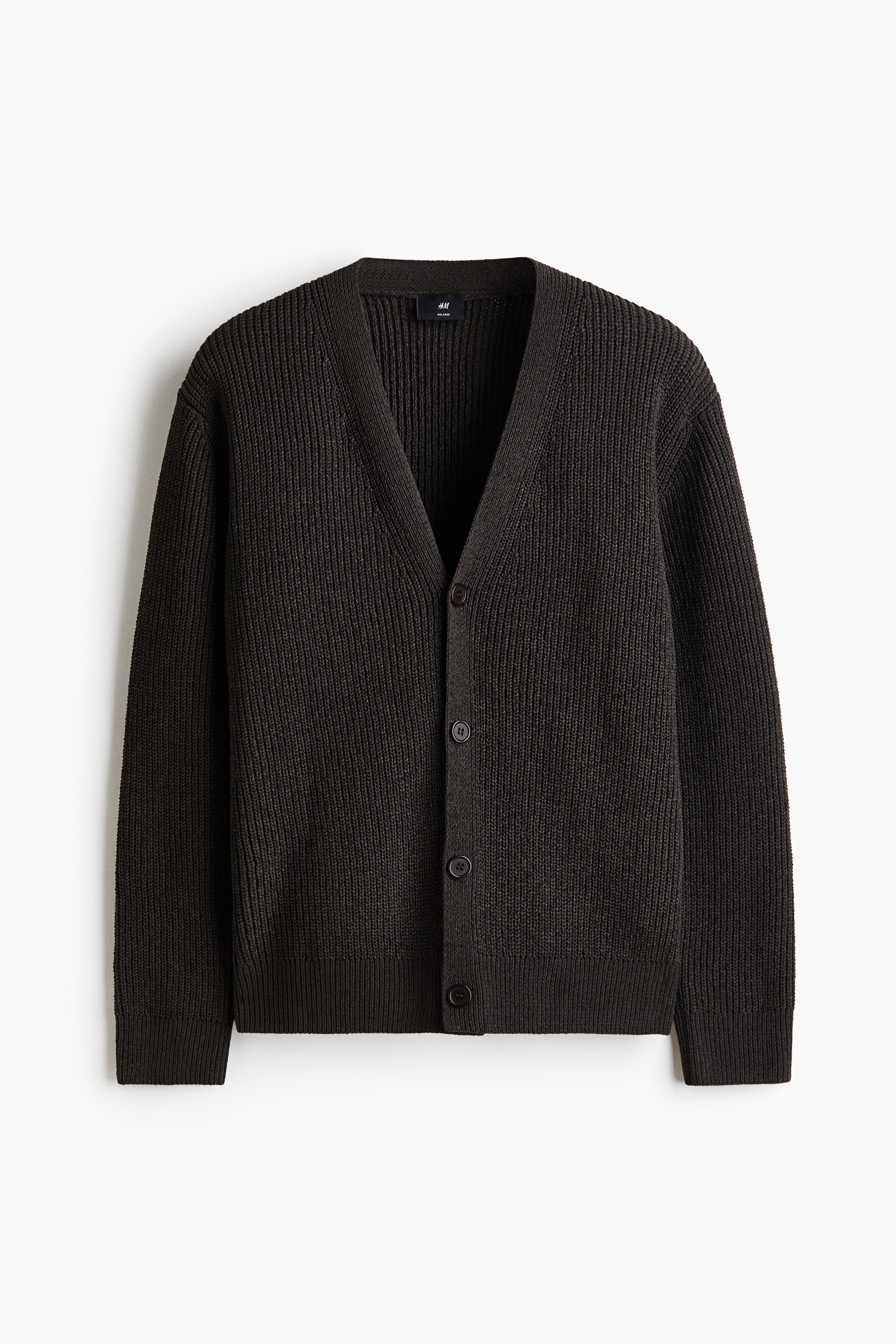 Relaxed Fit Patent-knit chenille cardigan - Dark khaki green/Dark grey