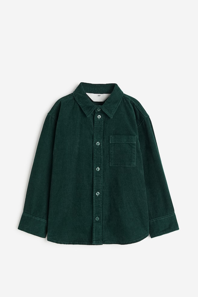 Skjorte i fløjl - Mørkegrøn/Brun - 1
