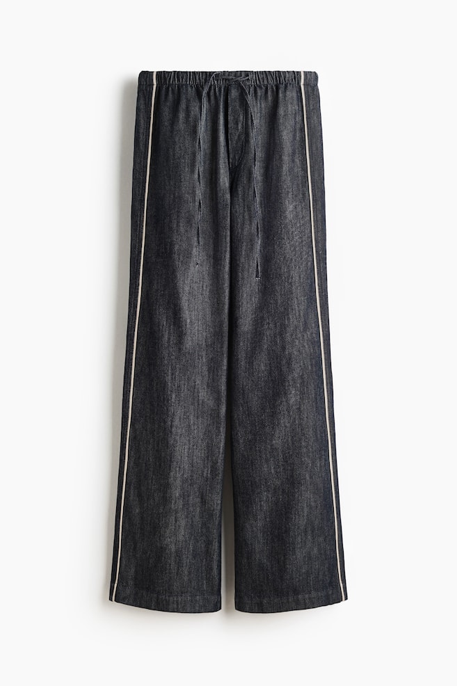 Denim drawstring trousers - Dark denim blue - 1