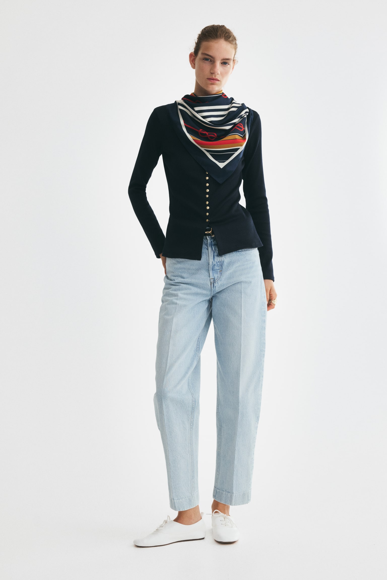 Женский кардиган H&M Rib-Knit, цвет: Тёмно-синий — фото 4