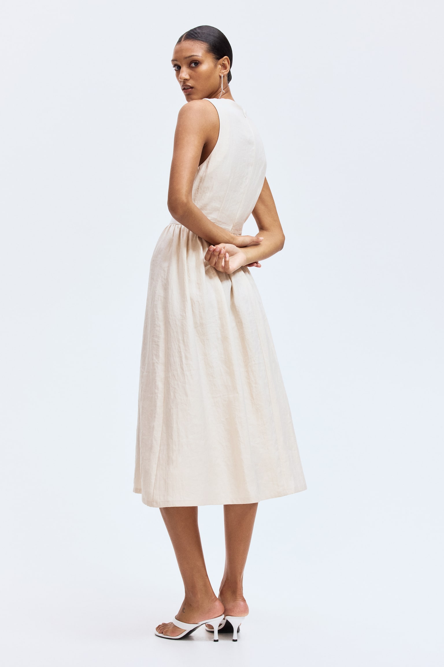 Váy không tay dệt chéo - Màu be nhạt - 4