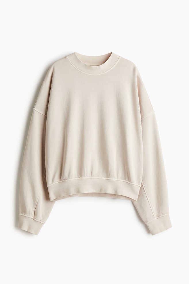 Sweatshirt im Washed-Look - Hellbeige/Puderrosa - 1