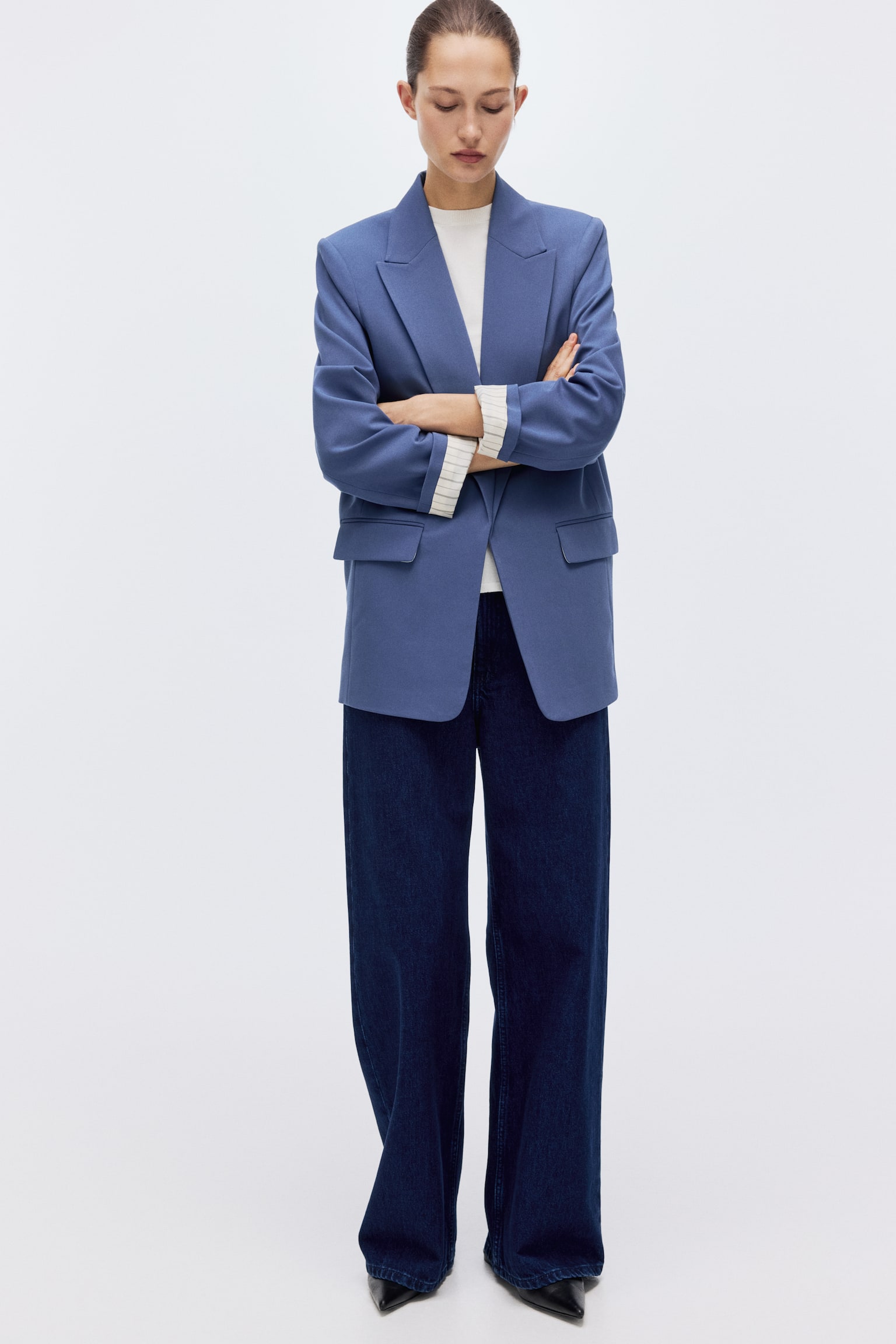 Lyocell-blend blazer - Pigeon blue/Dark brown/Light beige - 1