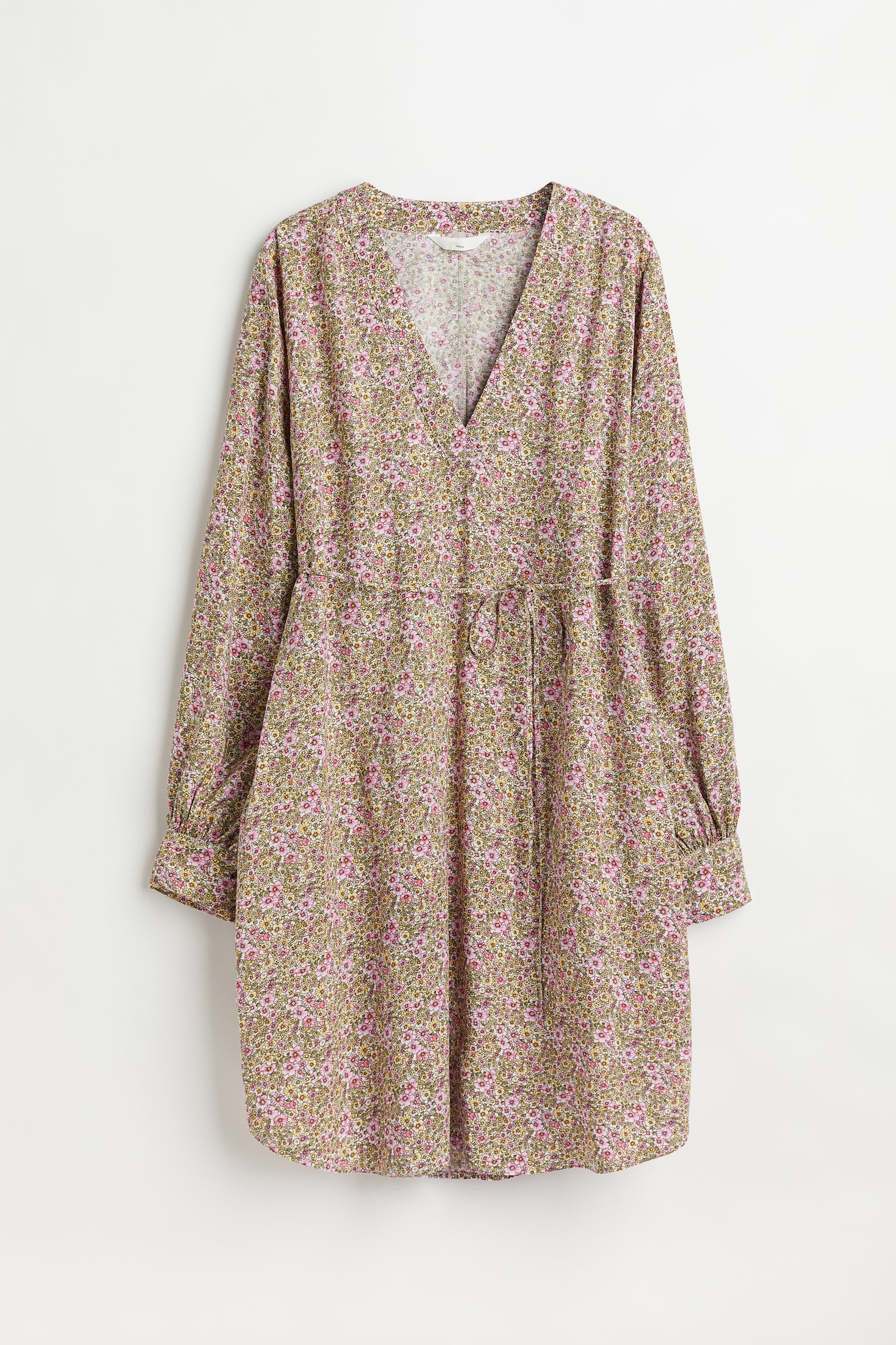 MAMA Tunika mit Bindegürtel - Rosa/Klein geblümt