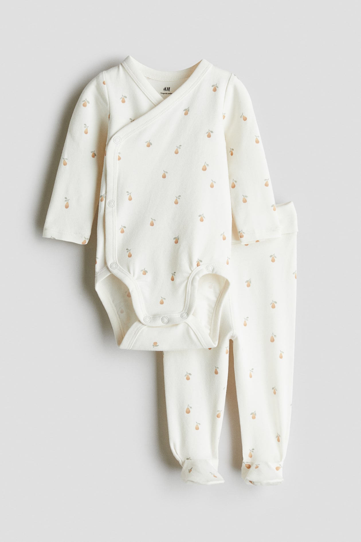 Ensemble 2 pièces en coton - Blanc/poires - ENFANT | H&M FR