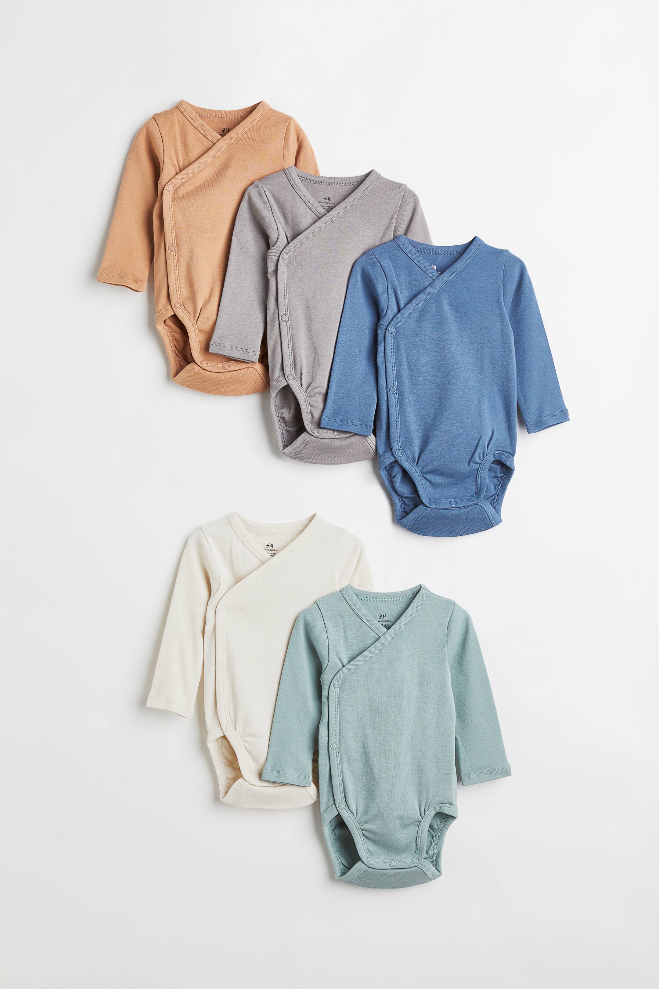 5pack wrapover bodysuits Vneck Long sleeve Beige/Grey/Blue