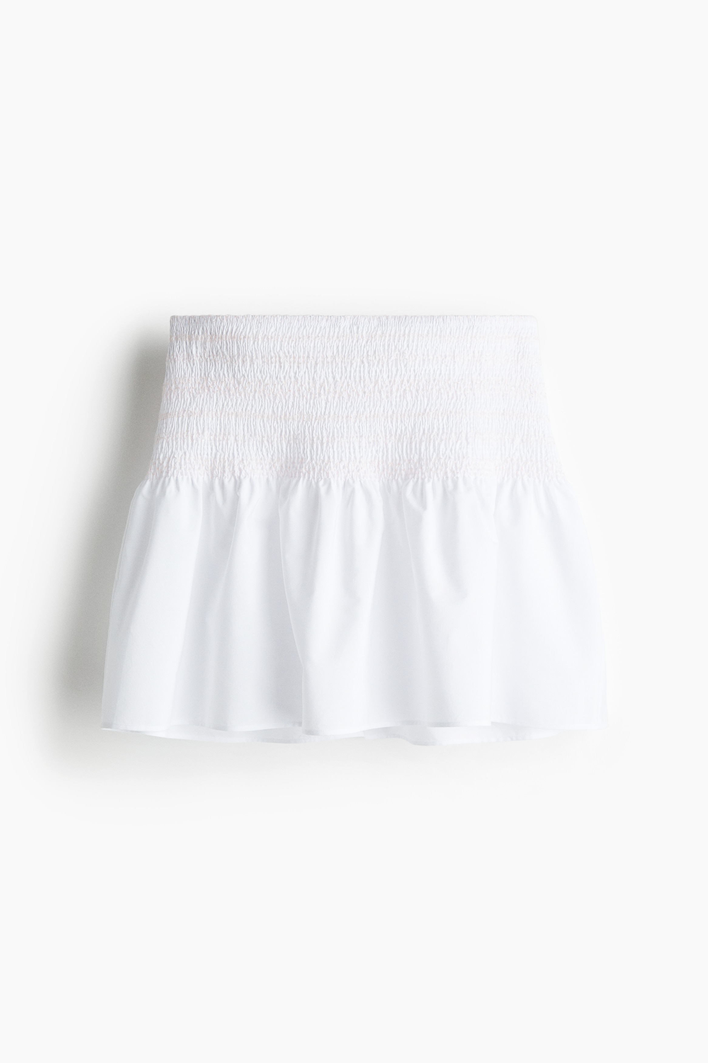 Smocked Cotton Poplin Skirt - White