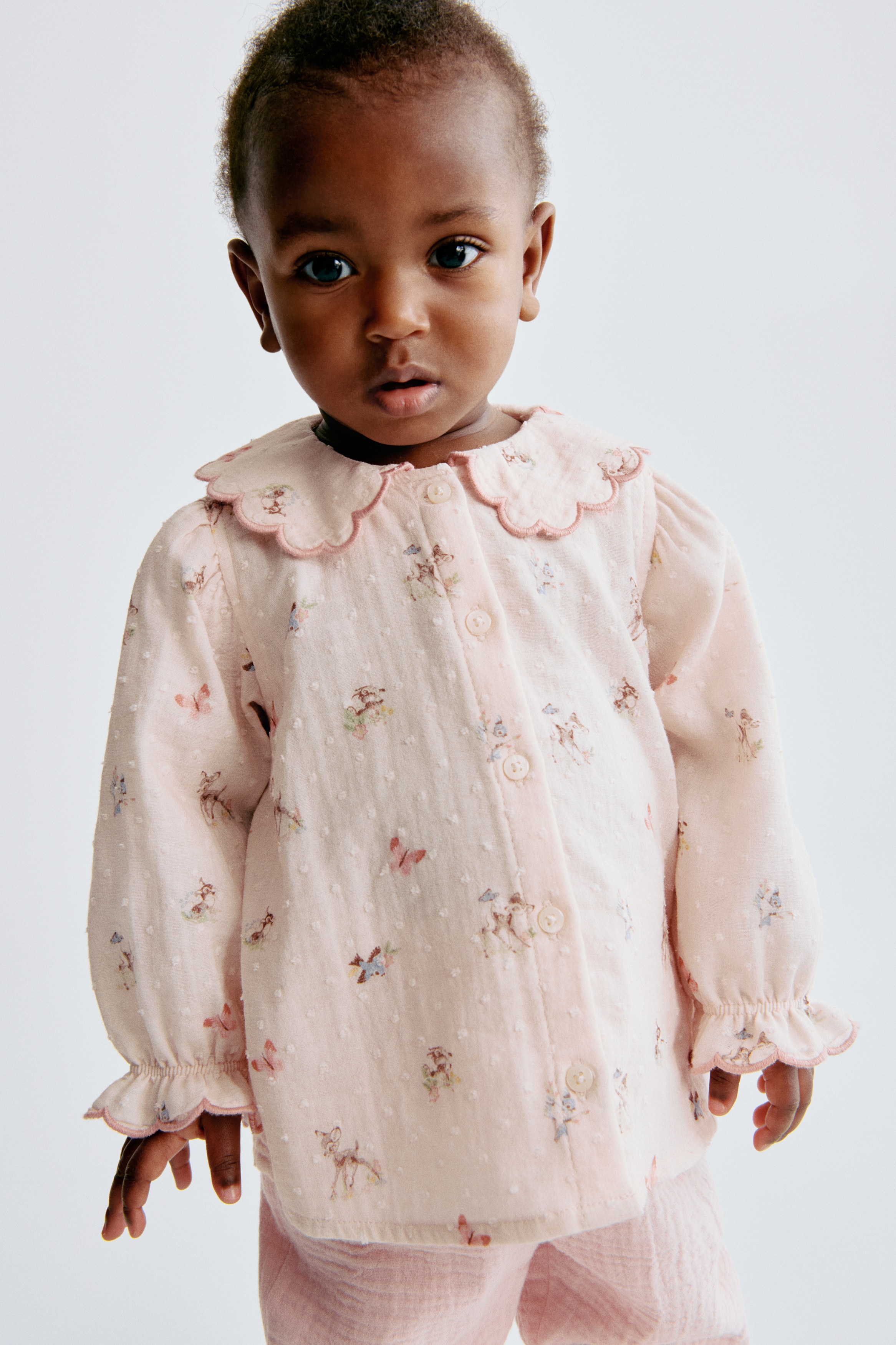 Blouse en mousseline de coton - Rose clair/Bambi