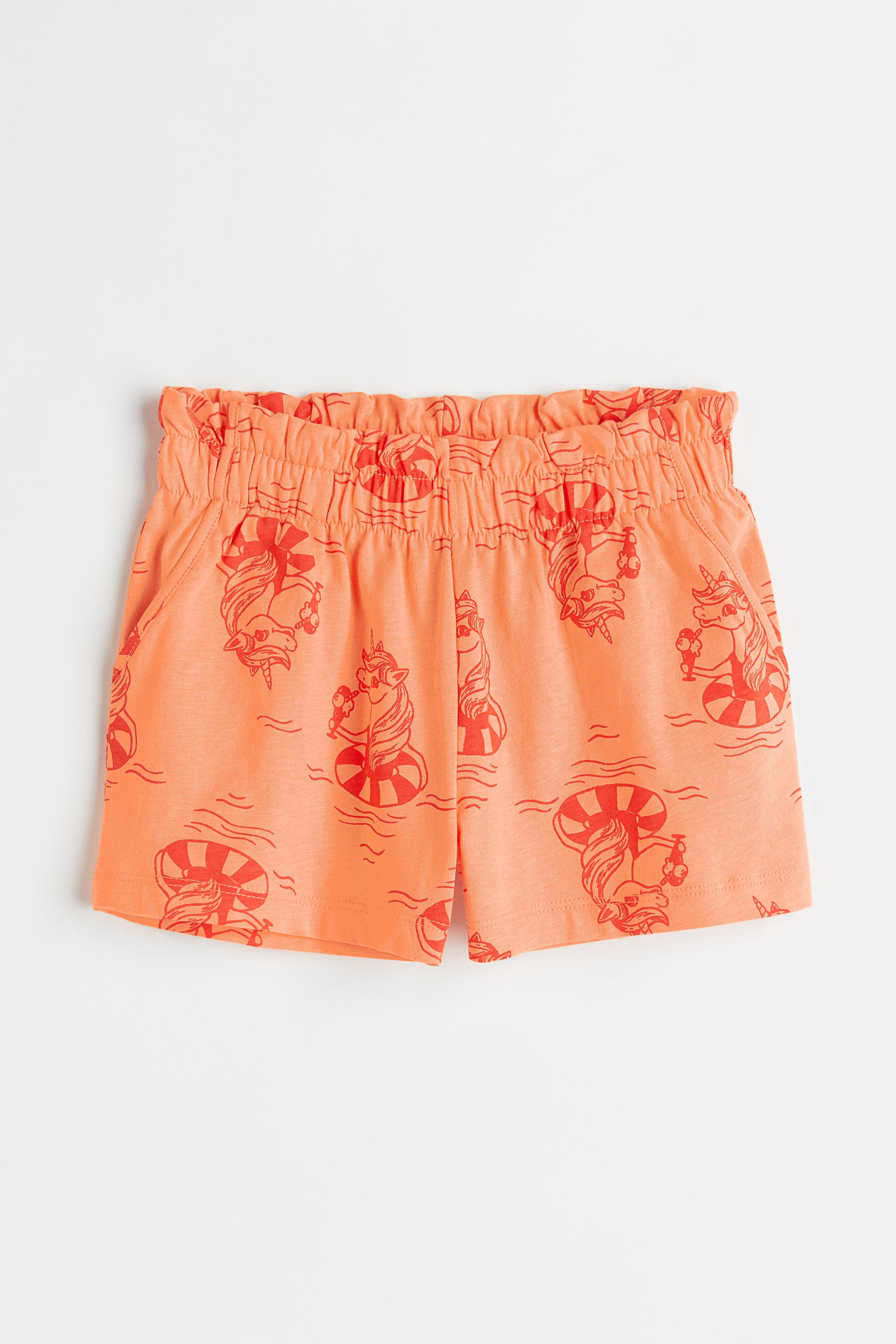 View larger image: Cotton jersey shorts - Orange/Unicorns - Kids | H&M GB 1