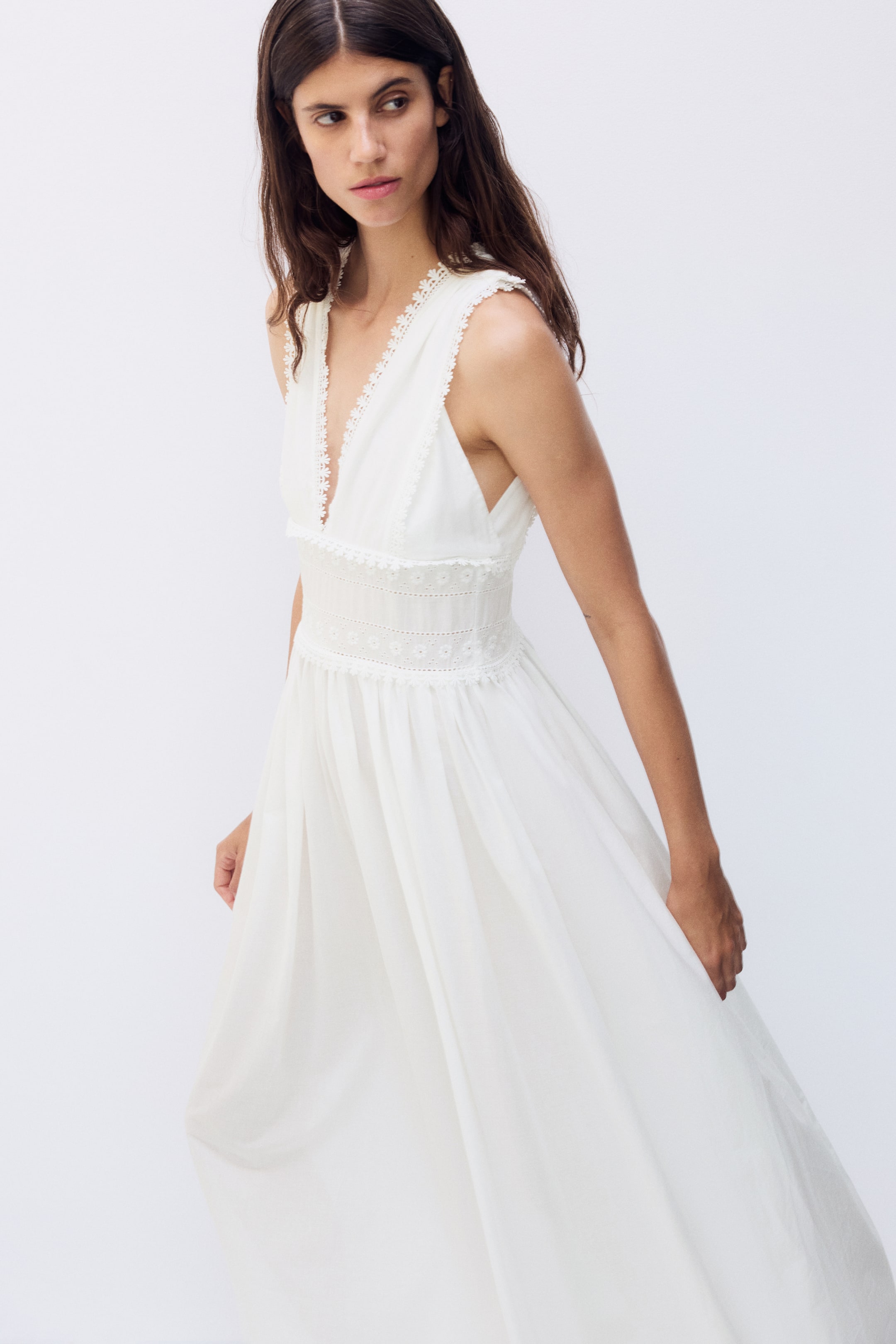 Женские платья H&M MAMA Lace-Trimmed Cotton Nursing Dress — фото 6