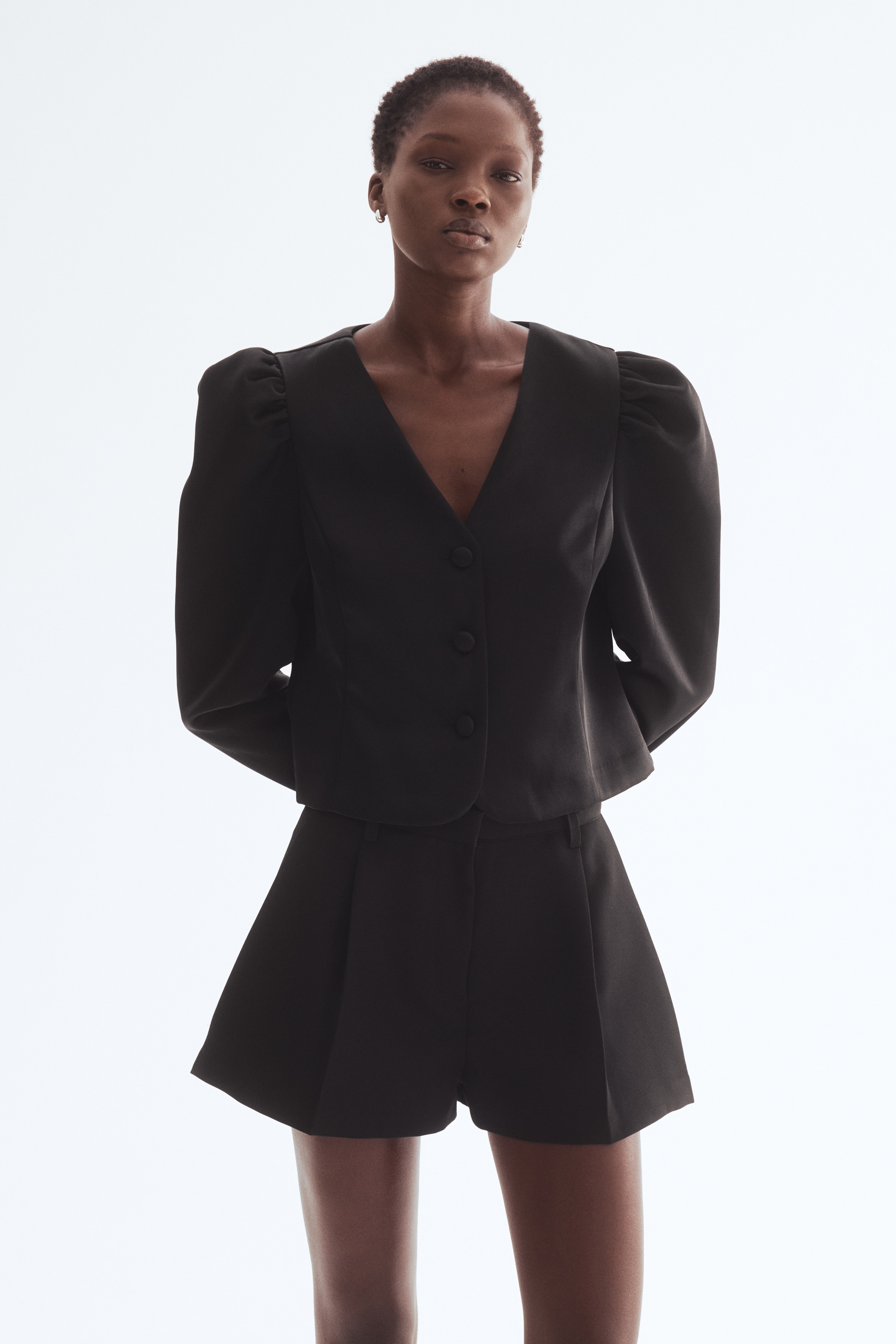 Puff-Sleeved Blouse - Black