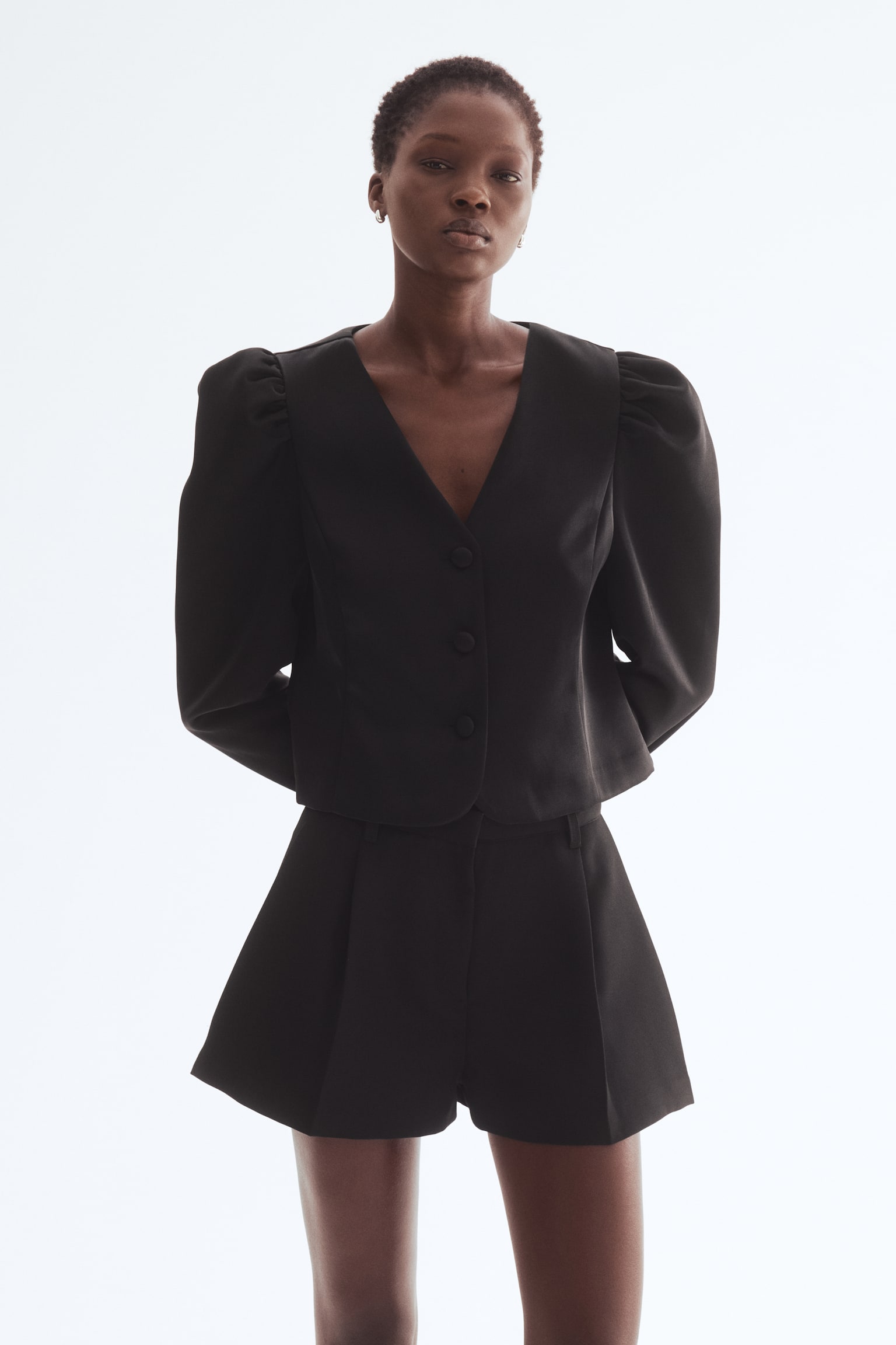 公主袖女衫 - 黑色 - 2