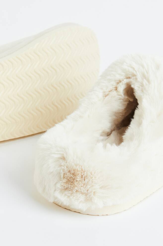 Warm-lined slippers - Natural white - 7