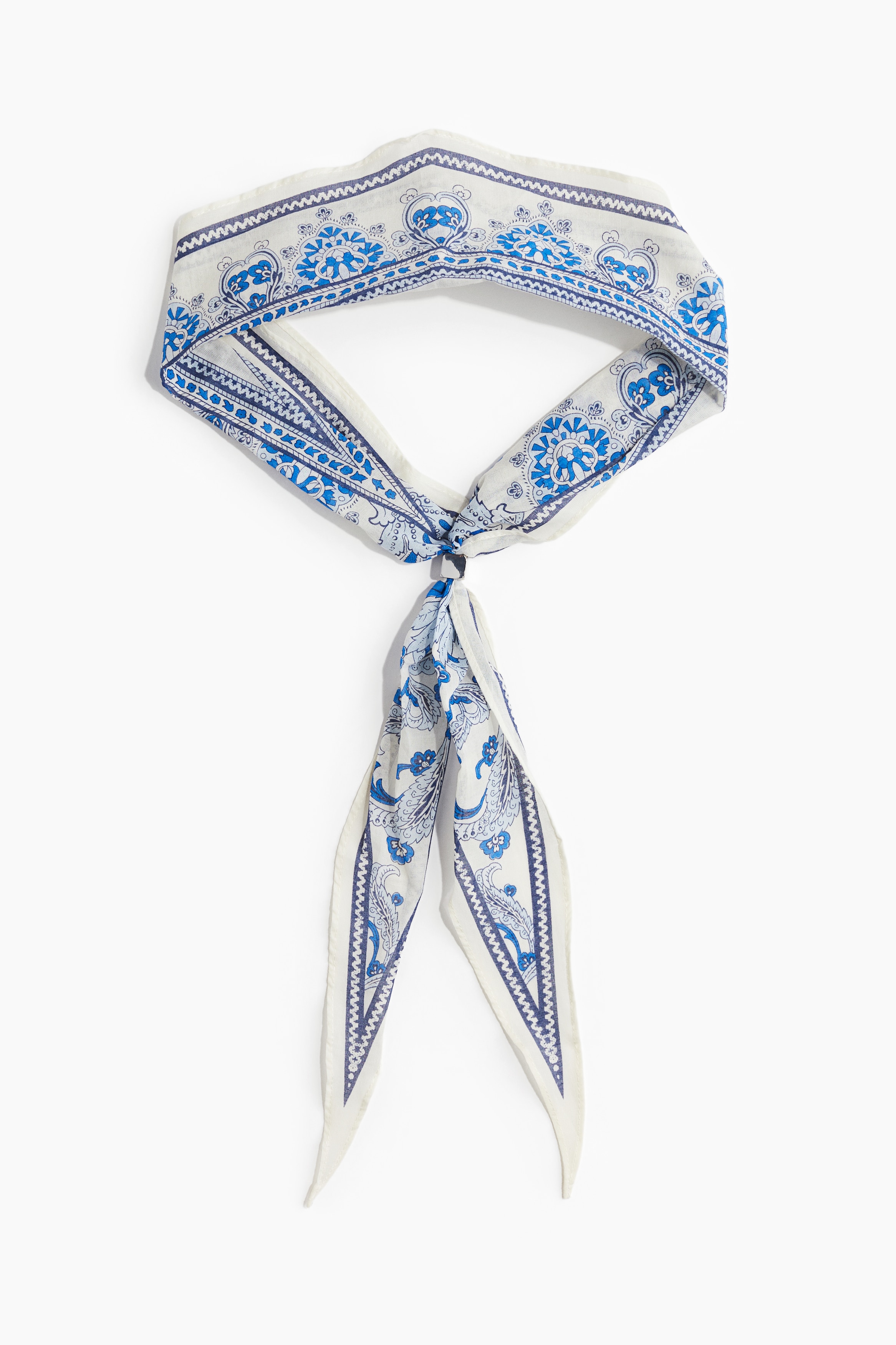 Bead-Detail Neck Scarf - White/paisley-patterned/Navy blue/patterned/Cream/patterned/White/zebra print
