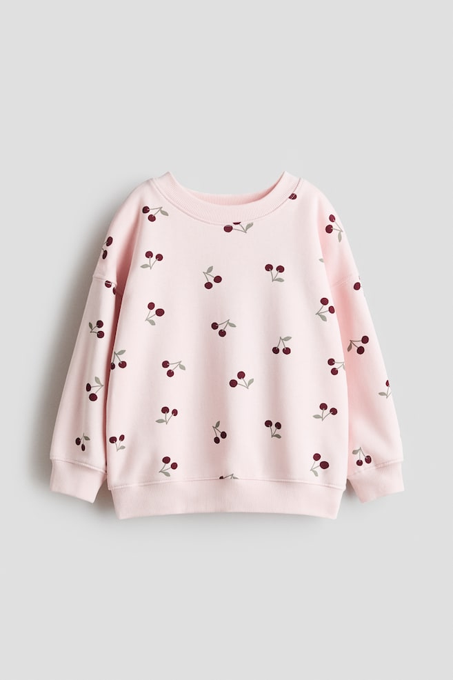 Printed Sweatshirt - Light pink/cherries/Light beige/leopard print - 1