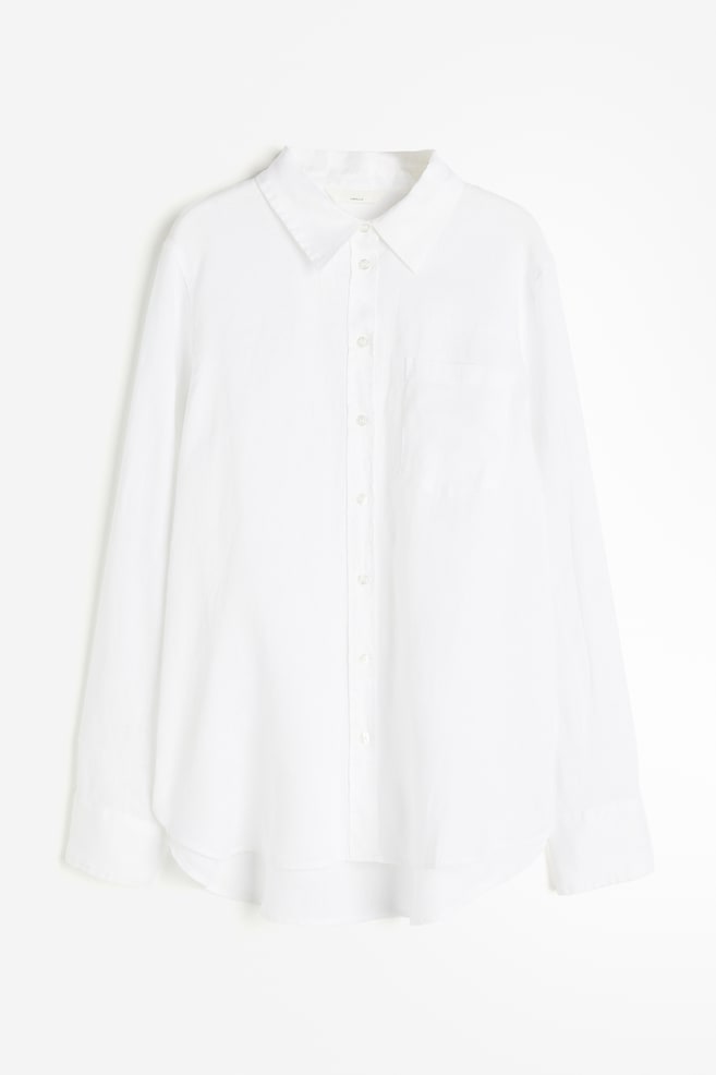 Camicia in lino - Bianco/Nero/Blu/bianco righe/Beige chiaro/dc - 2