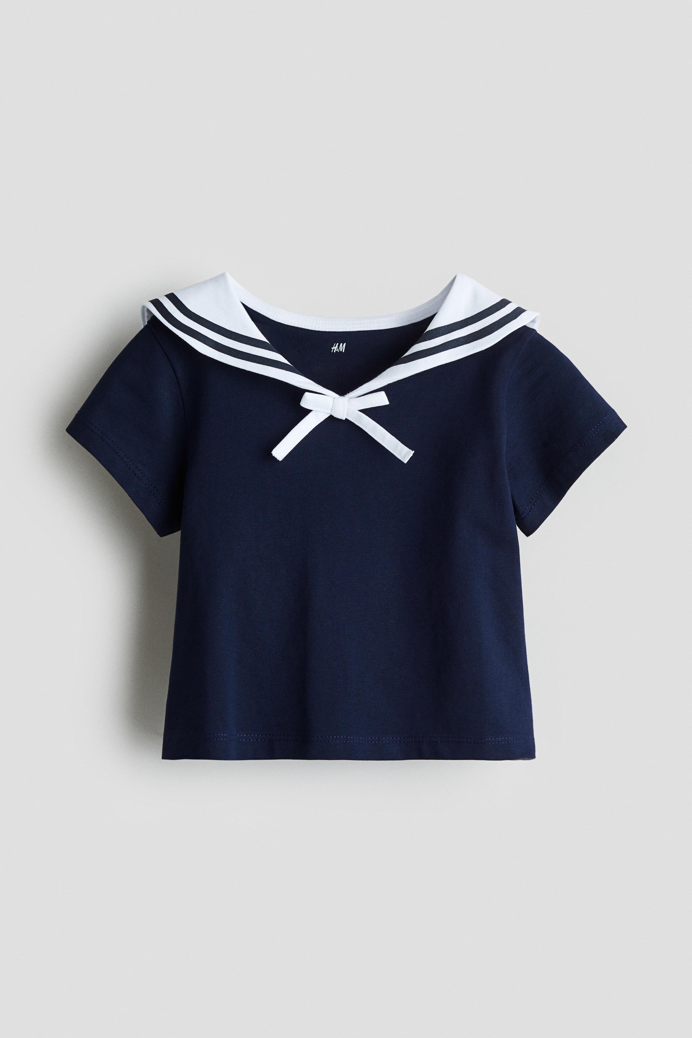 Sailor-collared top - Navy blue/White/Navy blue/Navy blue/White striped