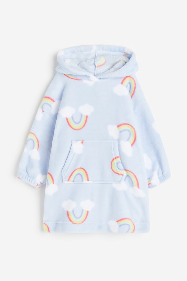 Hooded pile blanket - Light blue/Rainbows/Dusty pink/Rabbit - 1