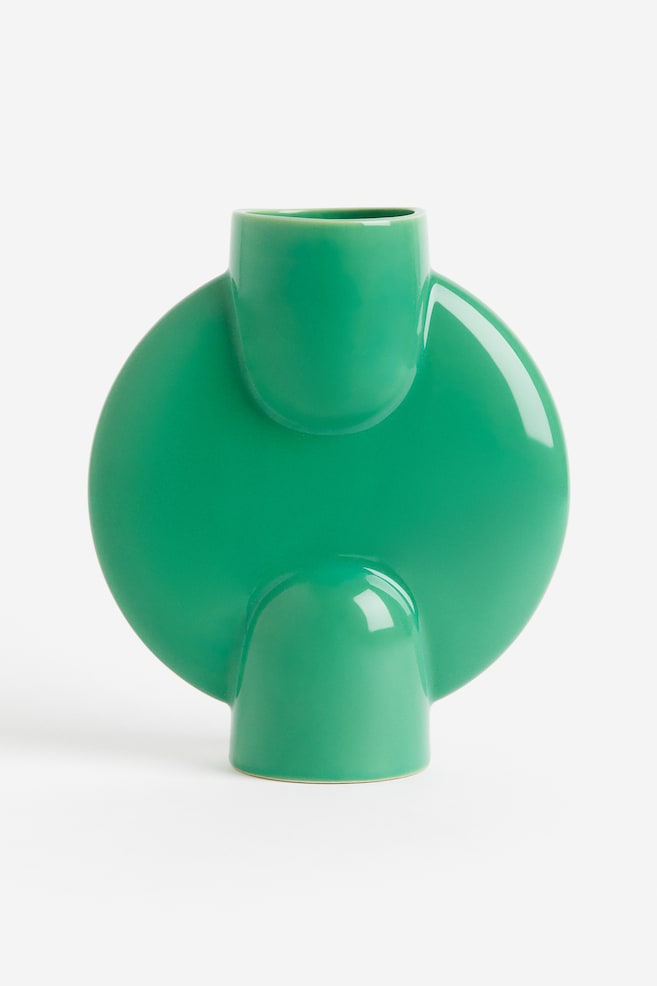 Vase aus Steingut - Grün/Weiß - 1