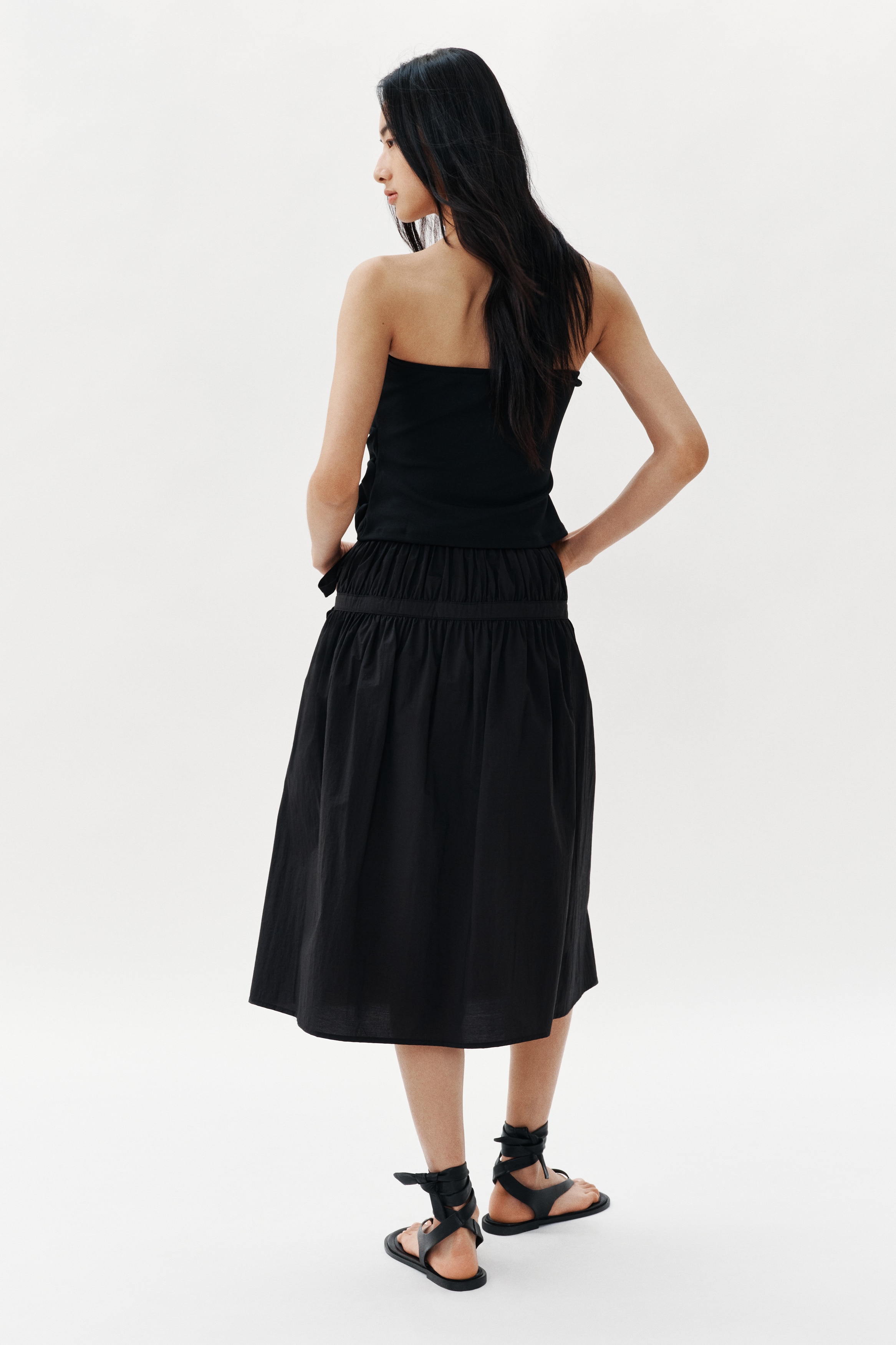 タイディテールデニムスカート - ブラック - レディース | H&M JP