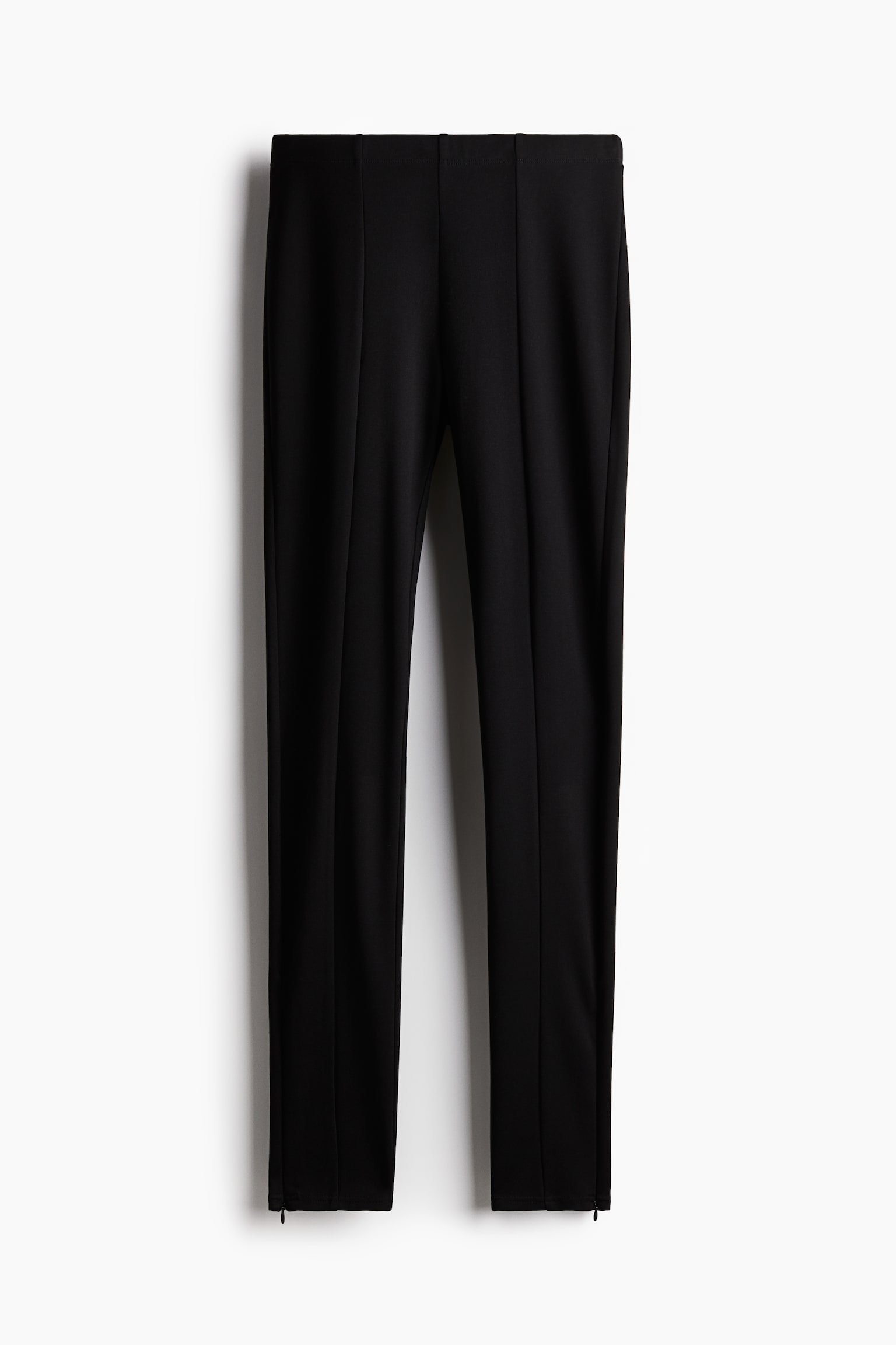 Zip Hem Heavy Jersey Leggings - Black - 2