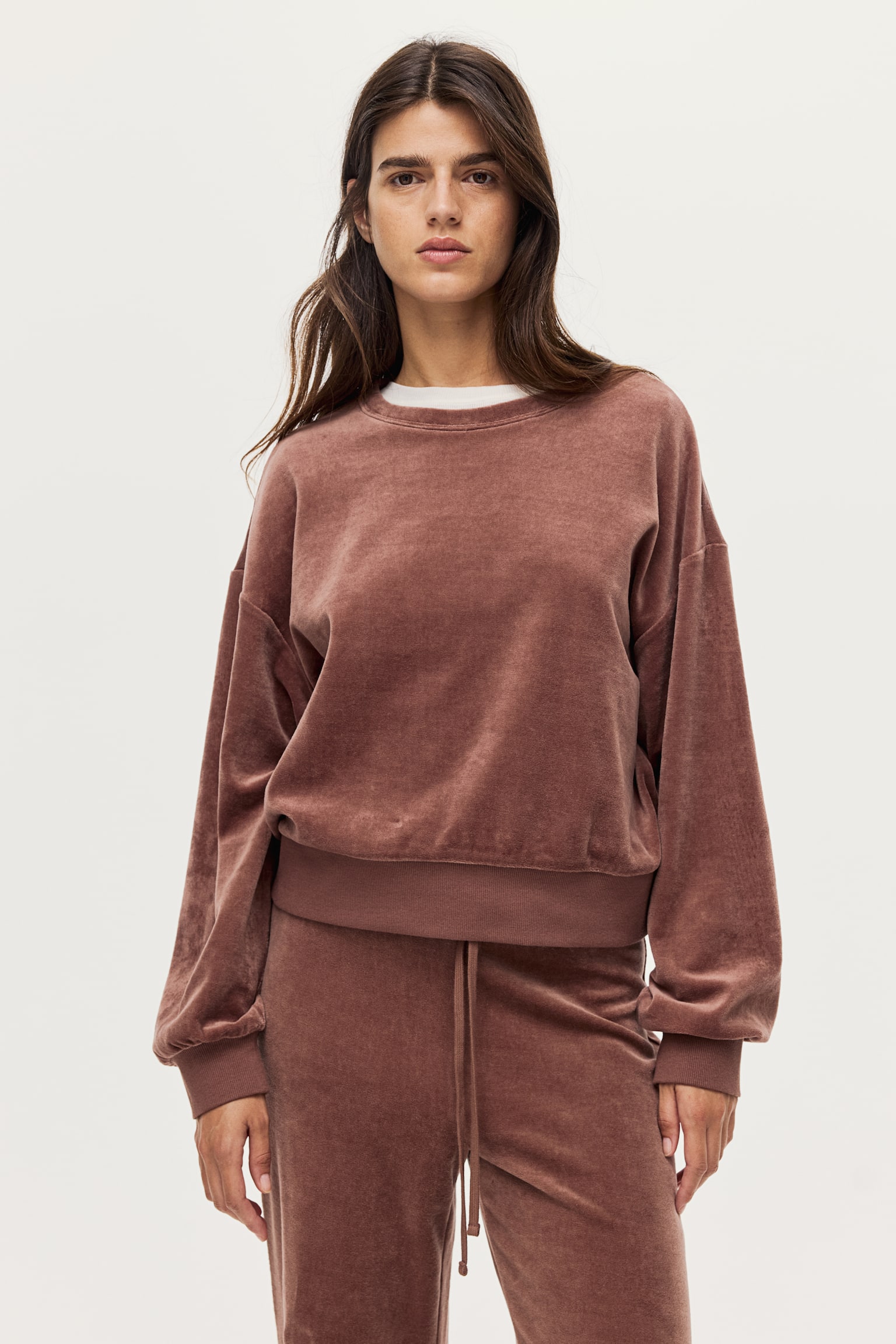 Velour sweatshirt - Dark dusty pink/Dark blue - 1