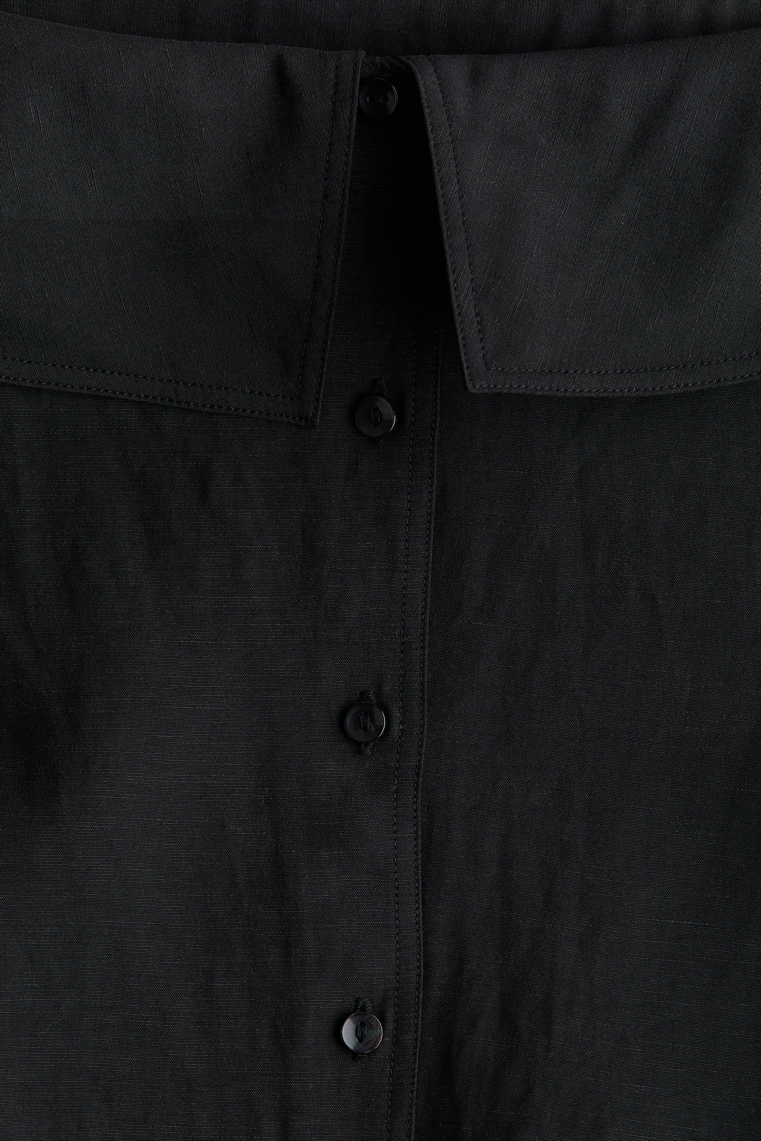 Linen-blend off-the-shoulder shirt - Black - 3