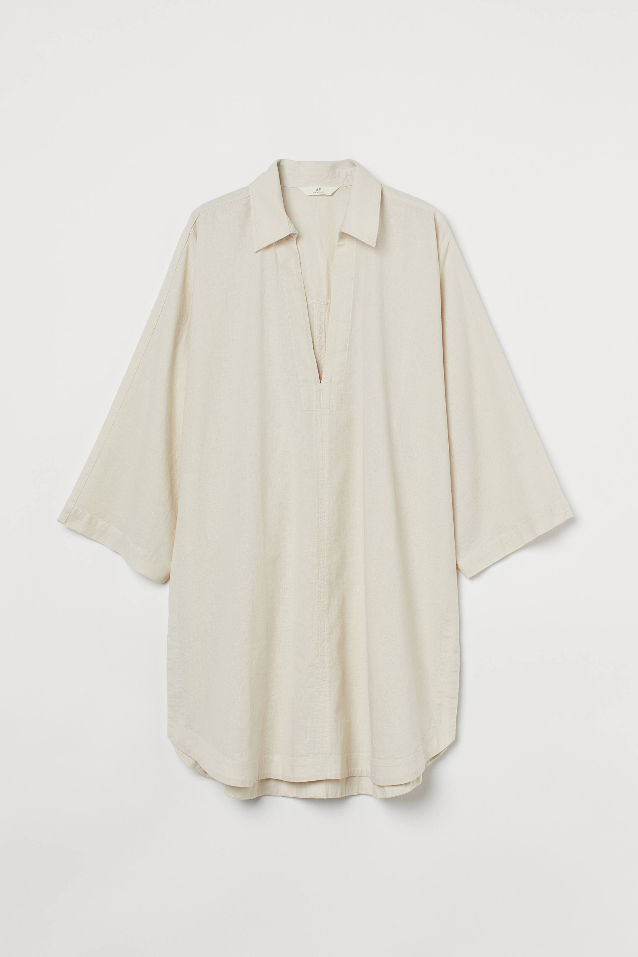 View larger image: Linen-blend tunic - Light beige - Ladies | H&M GB 1