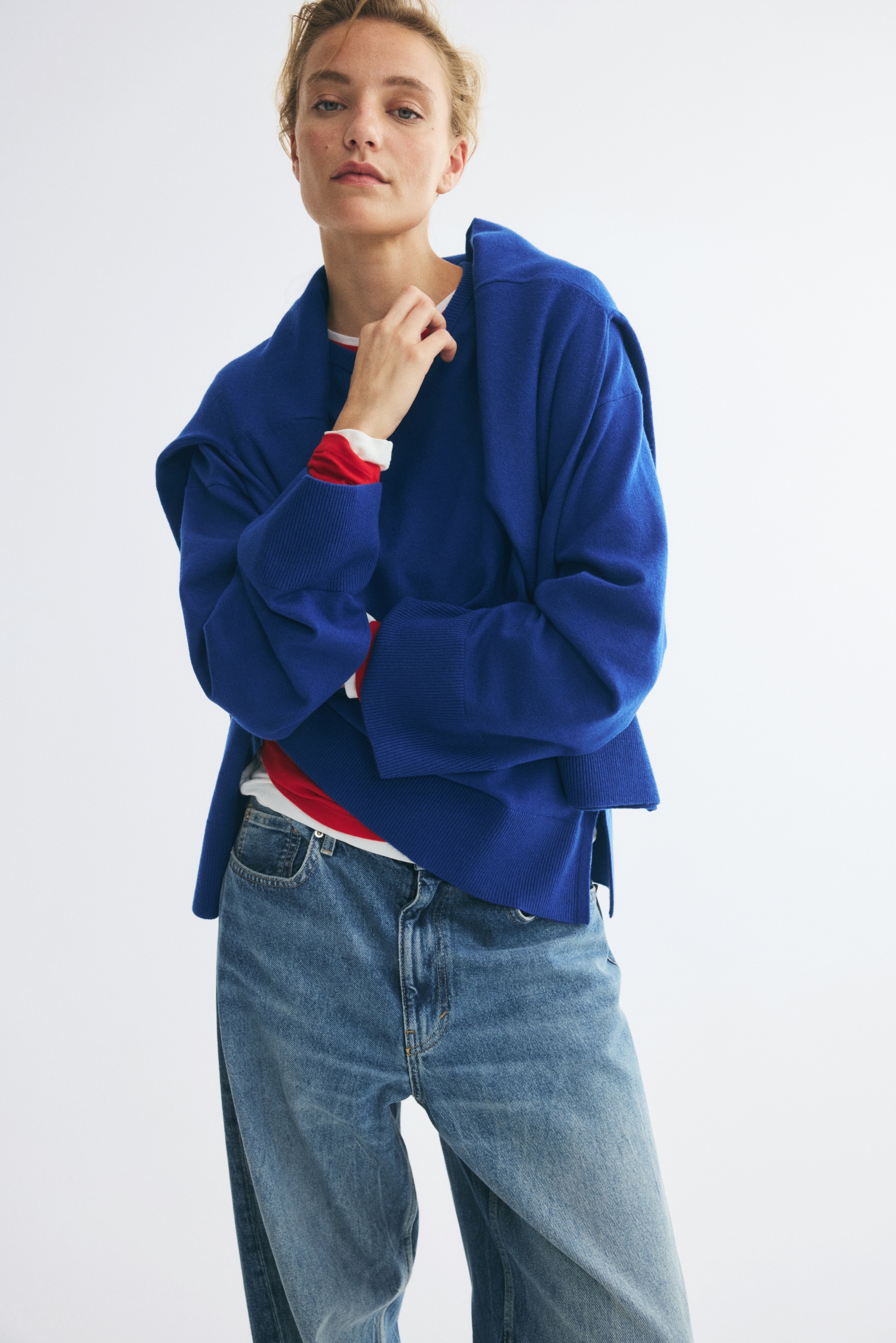 Oversized jumper - Dark blue/Dark blue/White striped/Grey marl