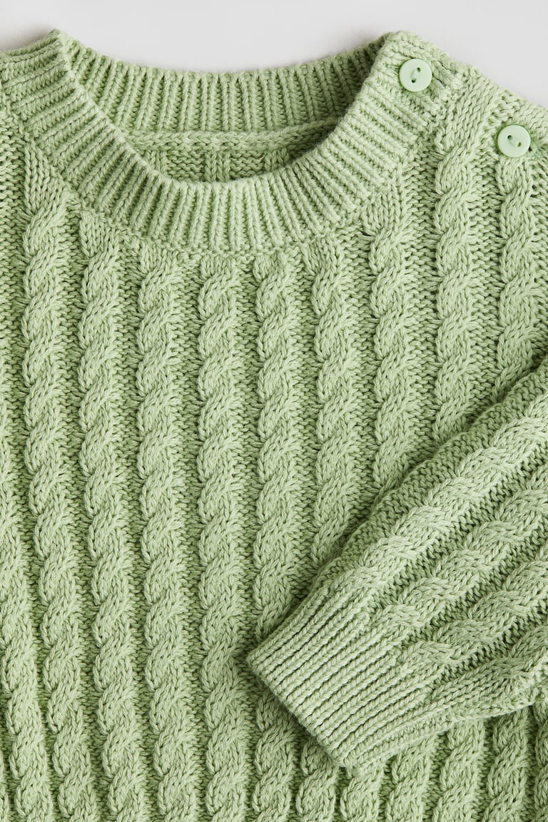 Cable-Knit Cotton Sweater Green Kids H&M US
