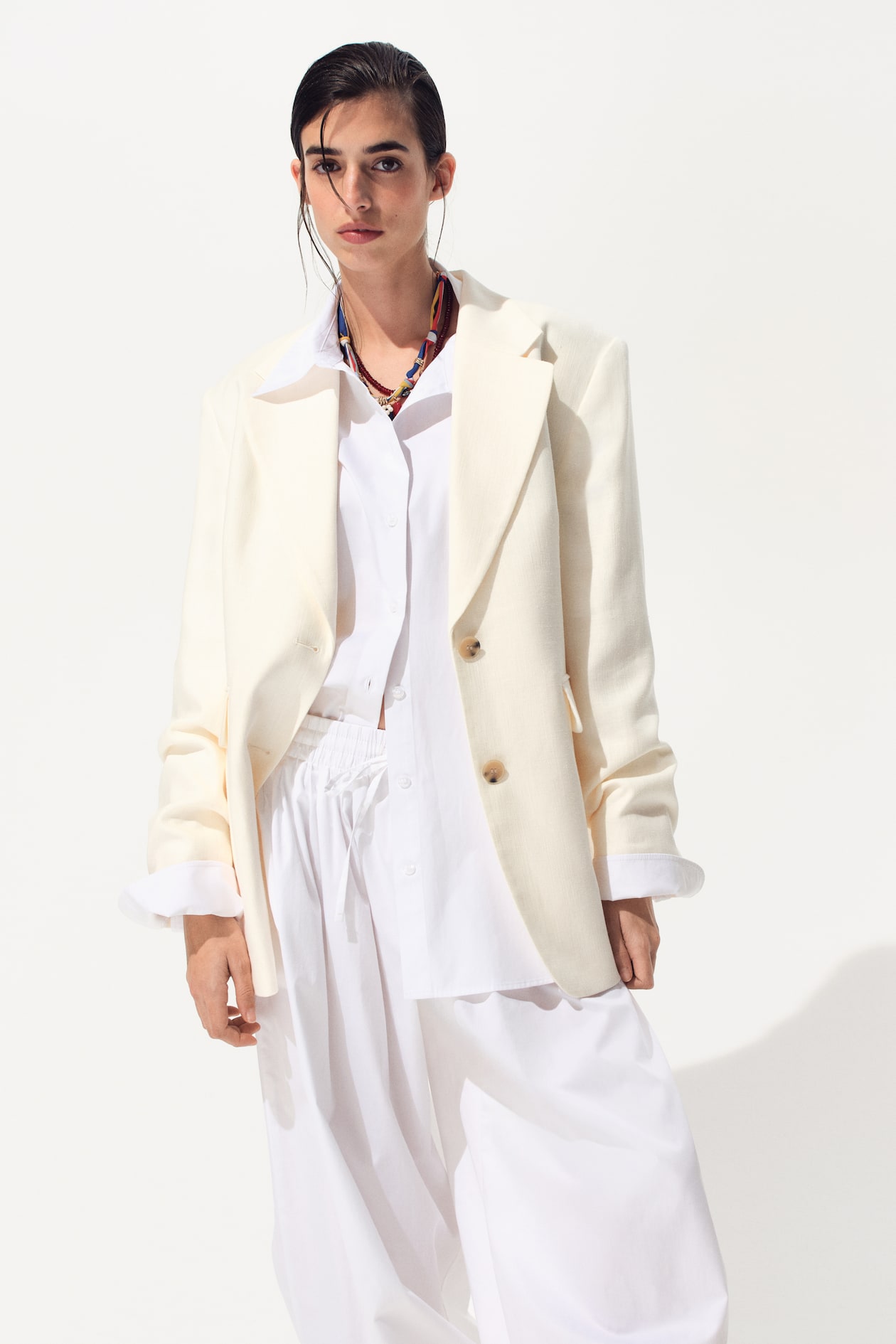 Single-Breasted Linen-Blend Blazer - image 5