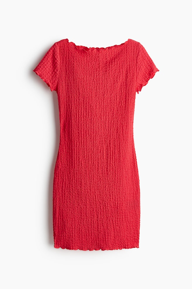 Overlock-detail crinkled dress - Deep pink - 1