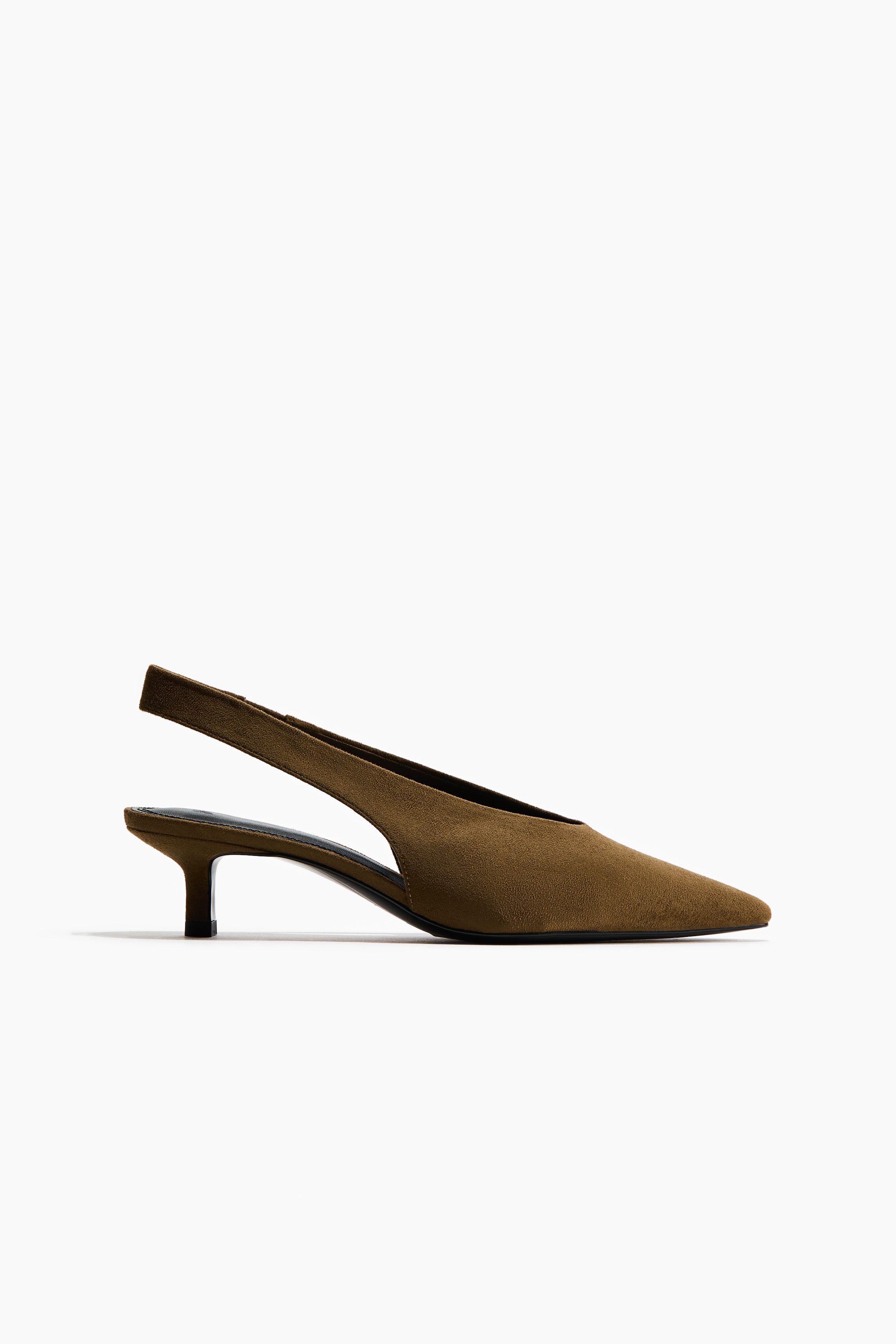 Escarpins à bride arrière avec talon kitten heel - Vert kaki foncé/Beige foncé