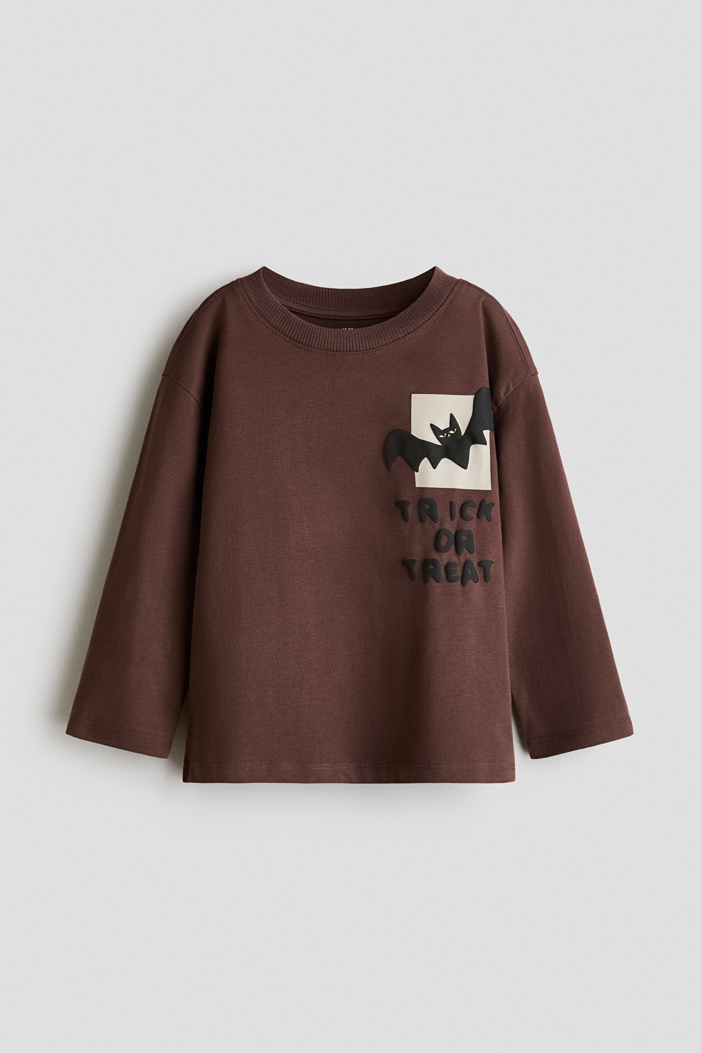 Long-sleeved printed T-shirt - Dark brown/Bat