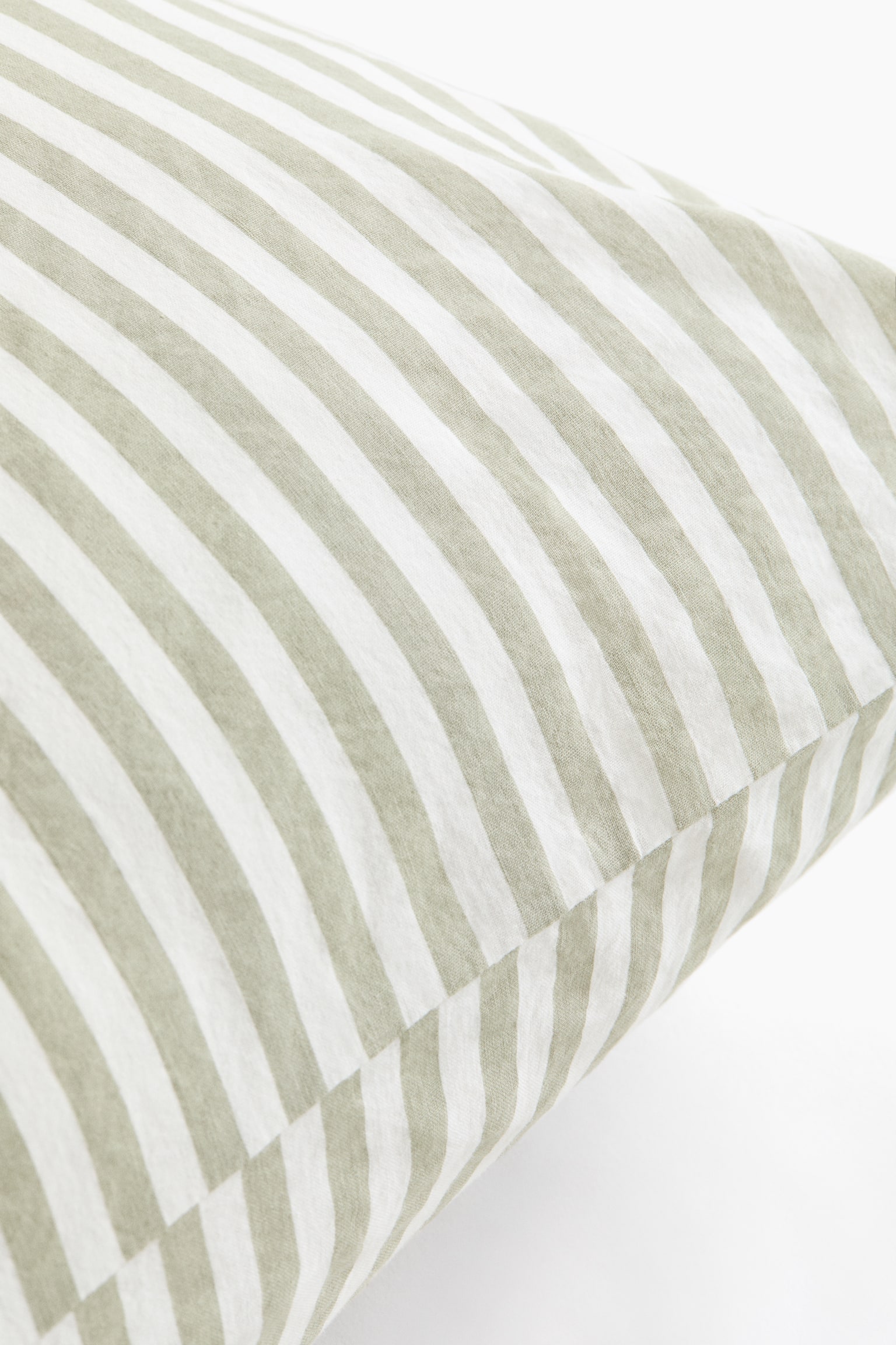 Striped cotton pillowcase - Sage green/White striped/Light taupe/Striped/Sage green/Striped/Dark beige/Striped - 3