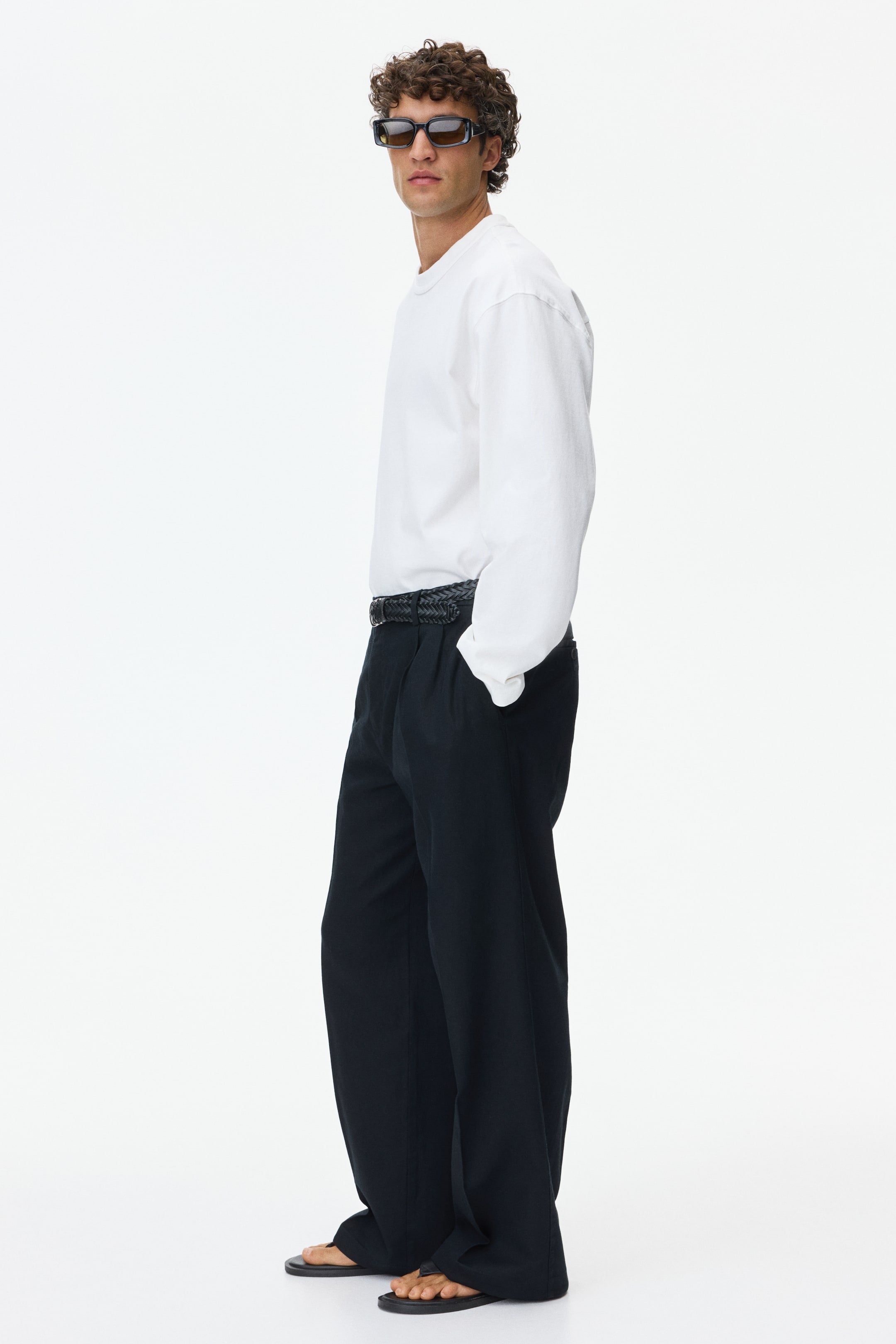 Loose-Fit Linen-Blend Pants