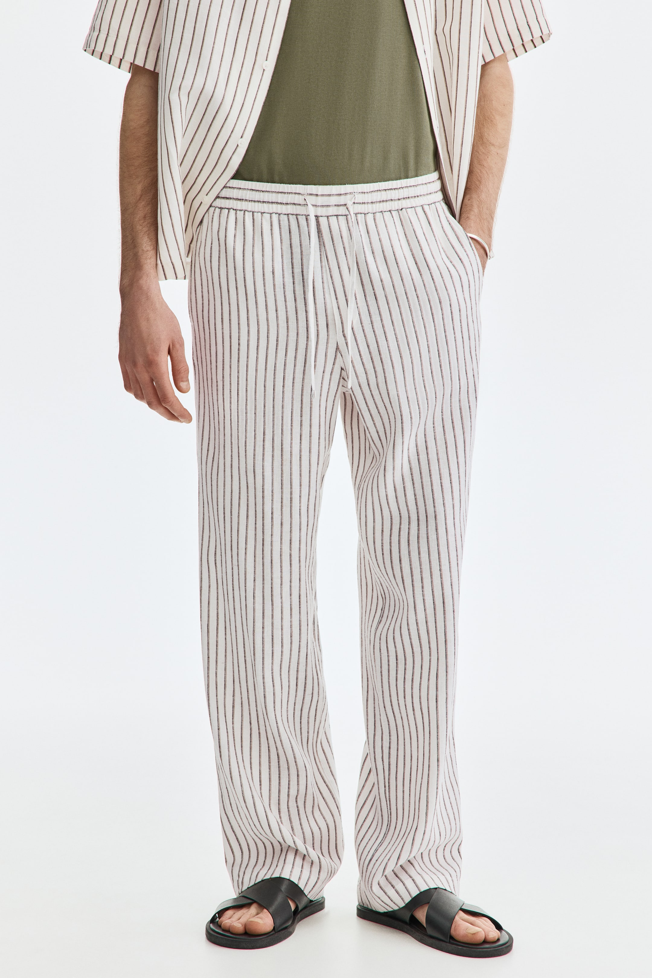 Relaxed-Fit Linen-Blend Pants
