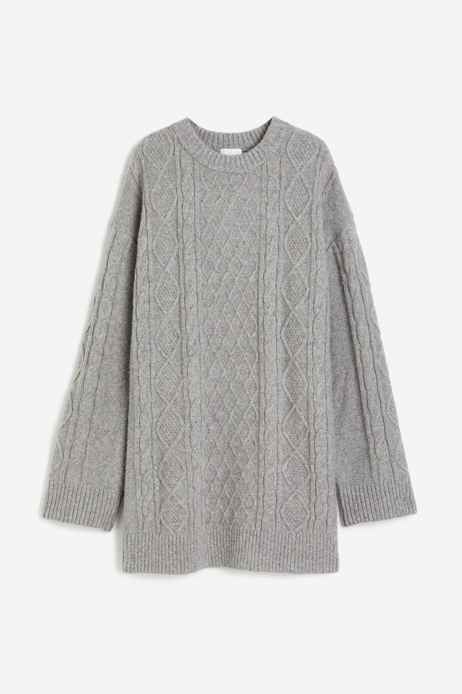 Cable Knit Dress - Grey/Cream - 1